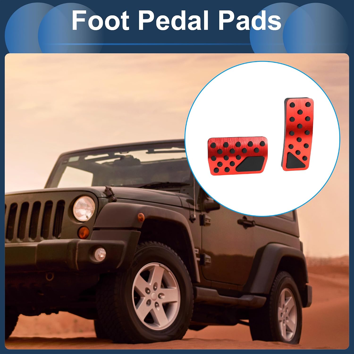 1 Set Automatic Foot Pedal Pads Foot Accelerator Pedal Covers for Jeep Wrangler 2018-2024 Aluminum Alloy Red image 2