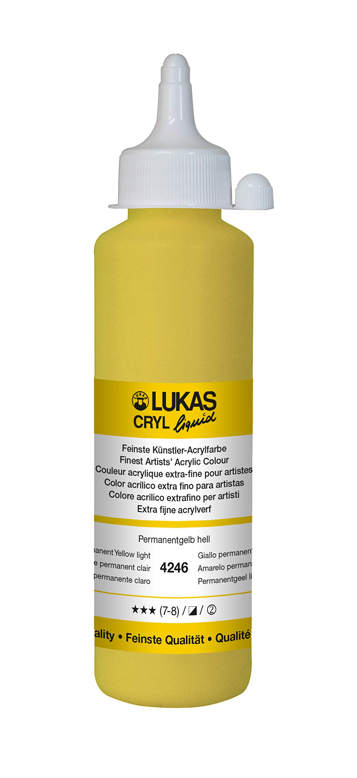 Lukas Cryl Liquid Acrylic 250 ml Bottle - Permanent Yellow Light