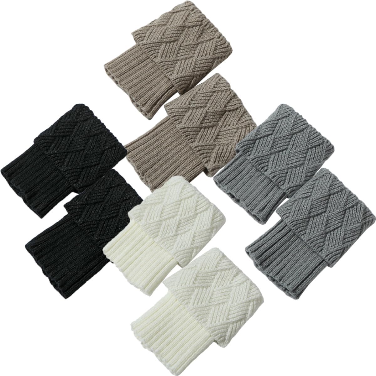 NOLITOY 4pares Leggings Cálidos Tejidos para Mujer Calentadores de Piernas Cortos Invierno Calentador de Piernas Calcetines para Botas