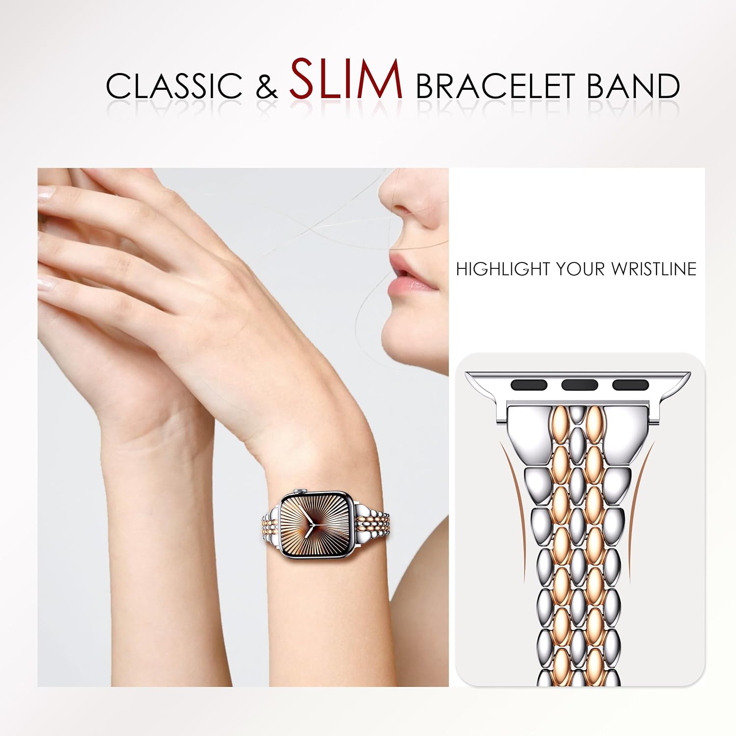 GELISHI Slim Metal Band Compatible with Apple Watch Band 41mm 40mm 38mm 44mm 45mm 46mm 49mm 42mm Women, Thin Stainless Steel Strap for Apple Watch Series 11 10 9 8 7 SE 6 5 4 3 Ultra 2 1