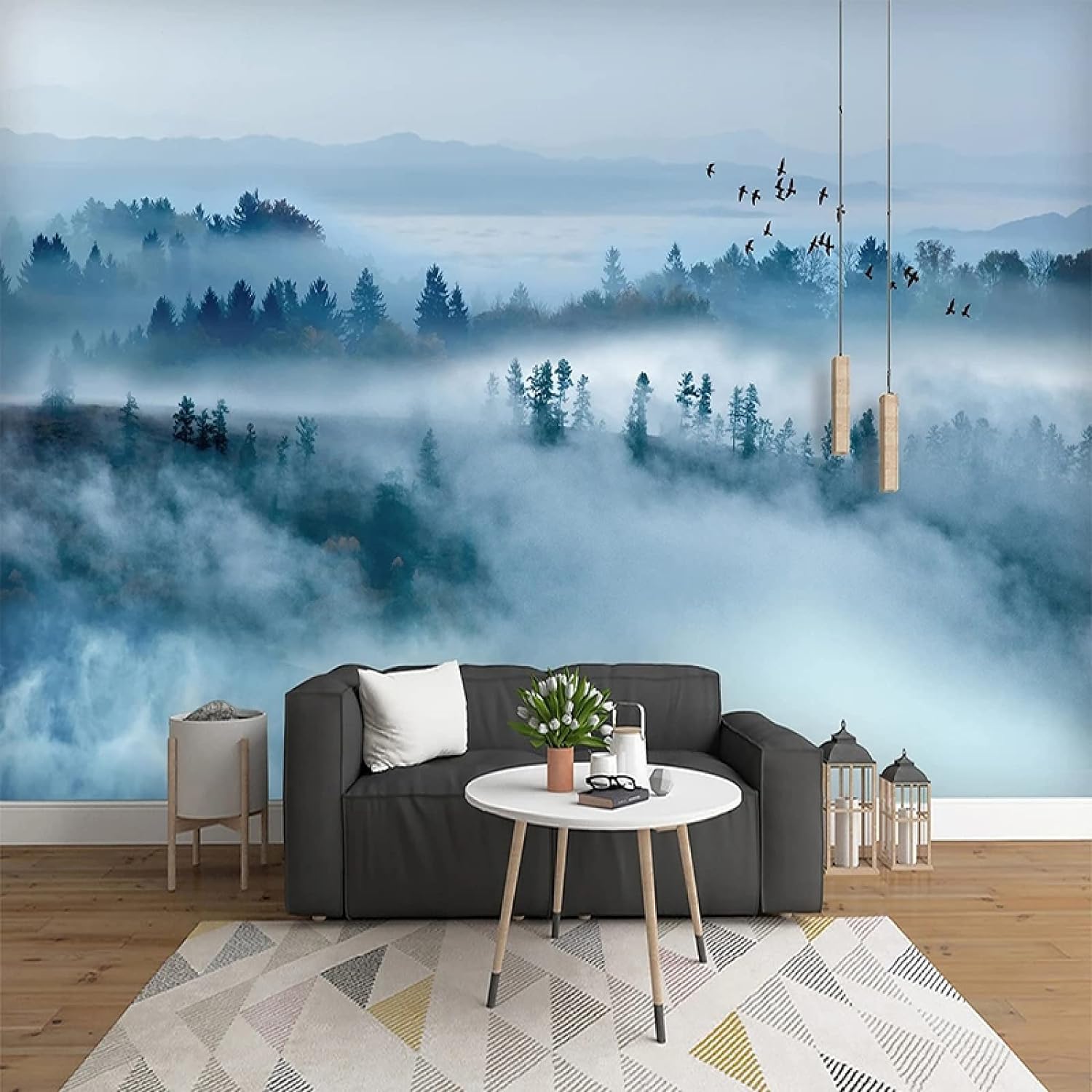 Papier peint 3D haut de gamme paysage forestier stickers modernes