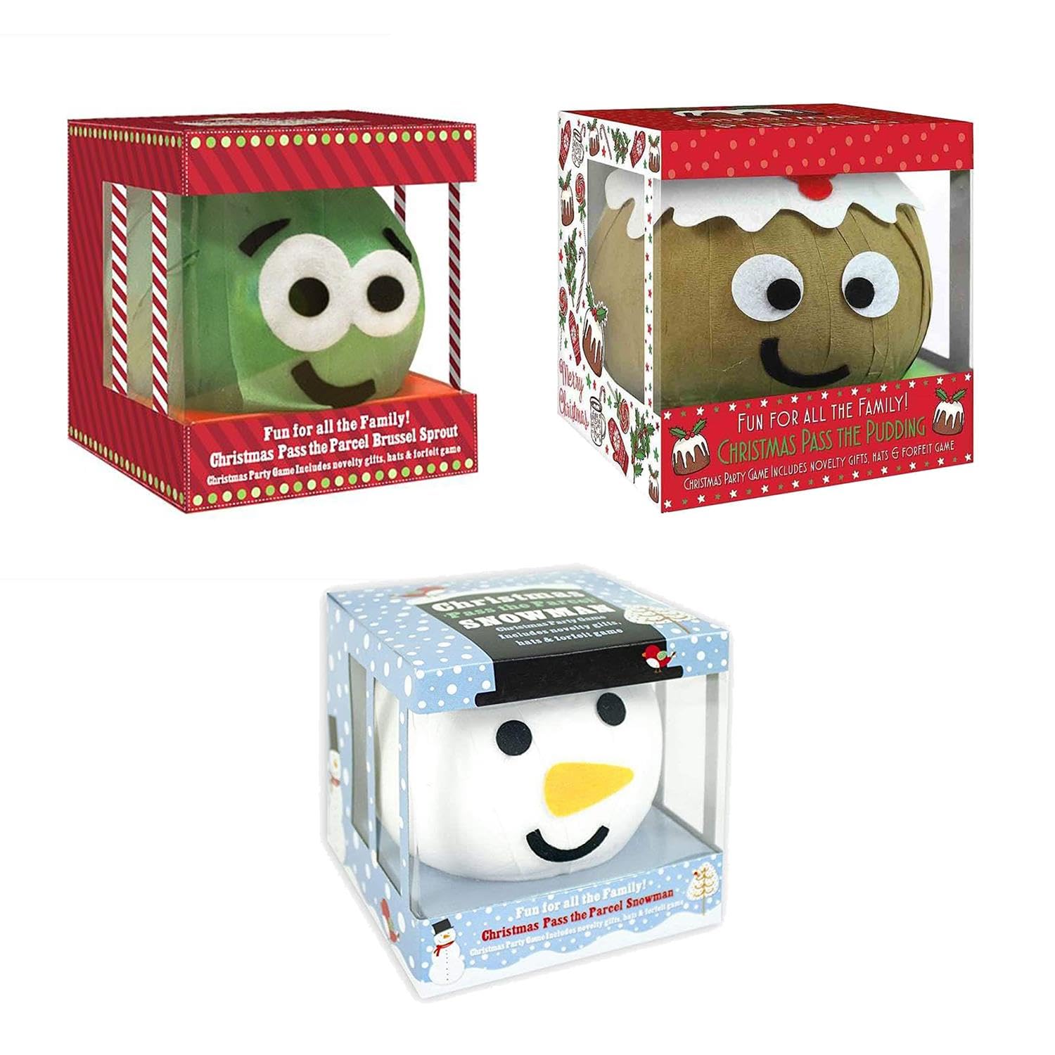 Yöl Green Pack Of 3 Novelty Christmas Pass The Parcel Family Game Sprout Pudding Snowman Xmas Eve Party Traditional Prizes Festive Hats
