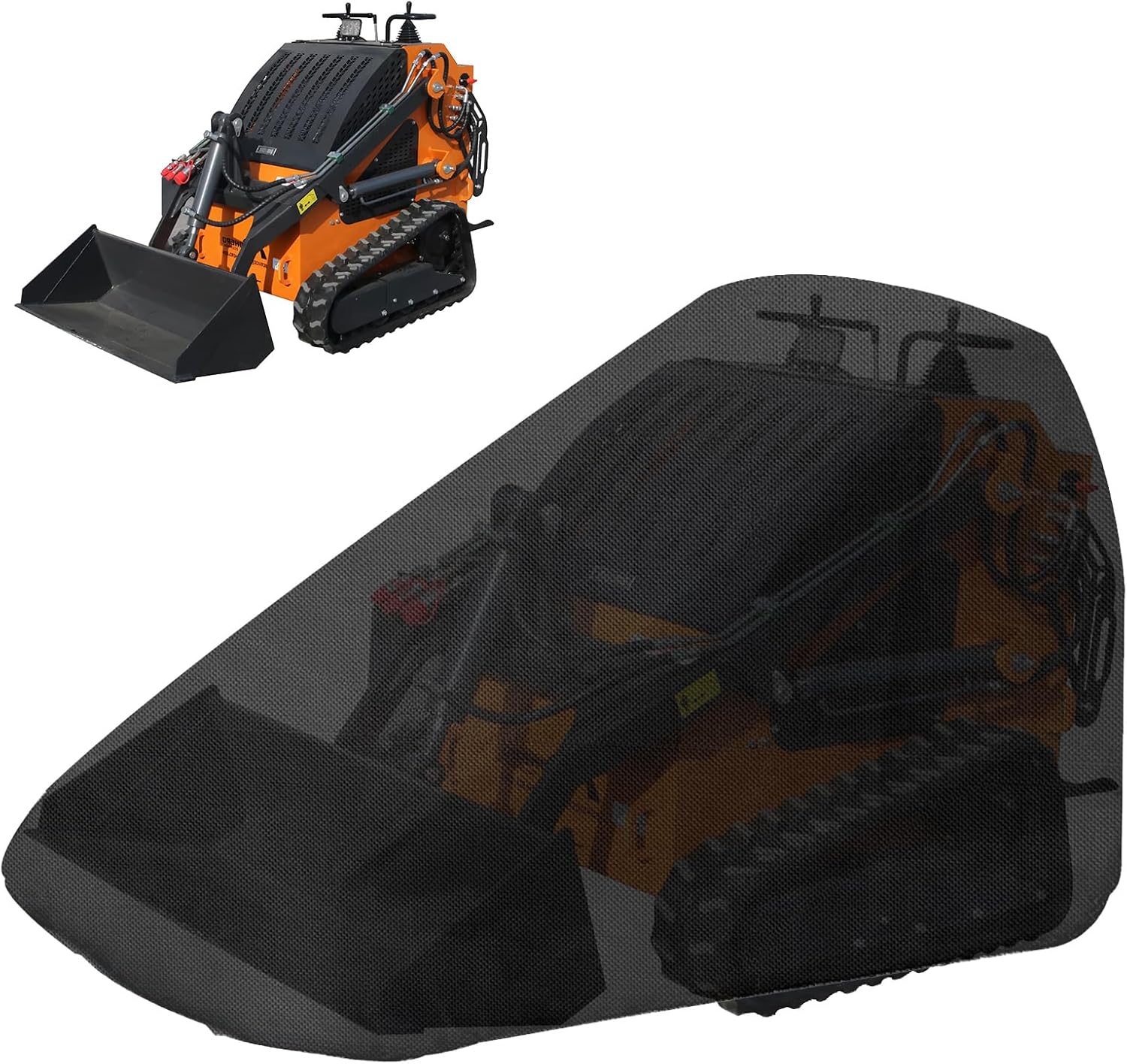 Skid Loader Cover with Zipper, Track Loader Cover Waterproof, Skid Steer Loader Cover, Oxford Cloth (110 * 51 * 63inch,Black)