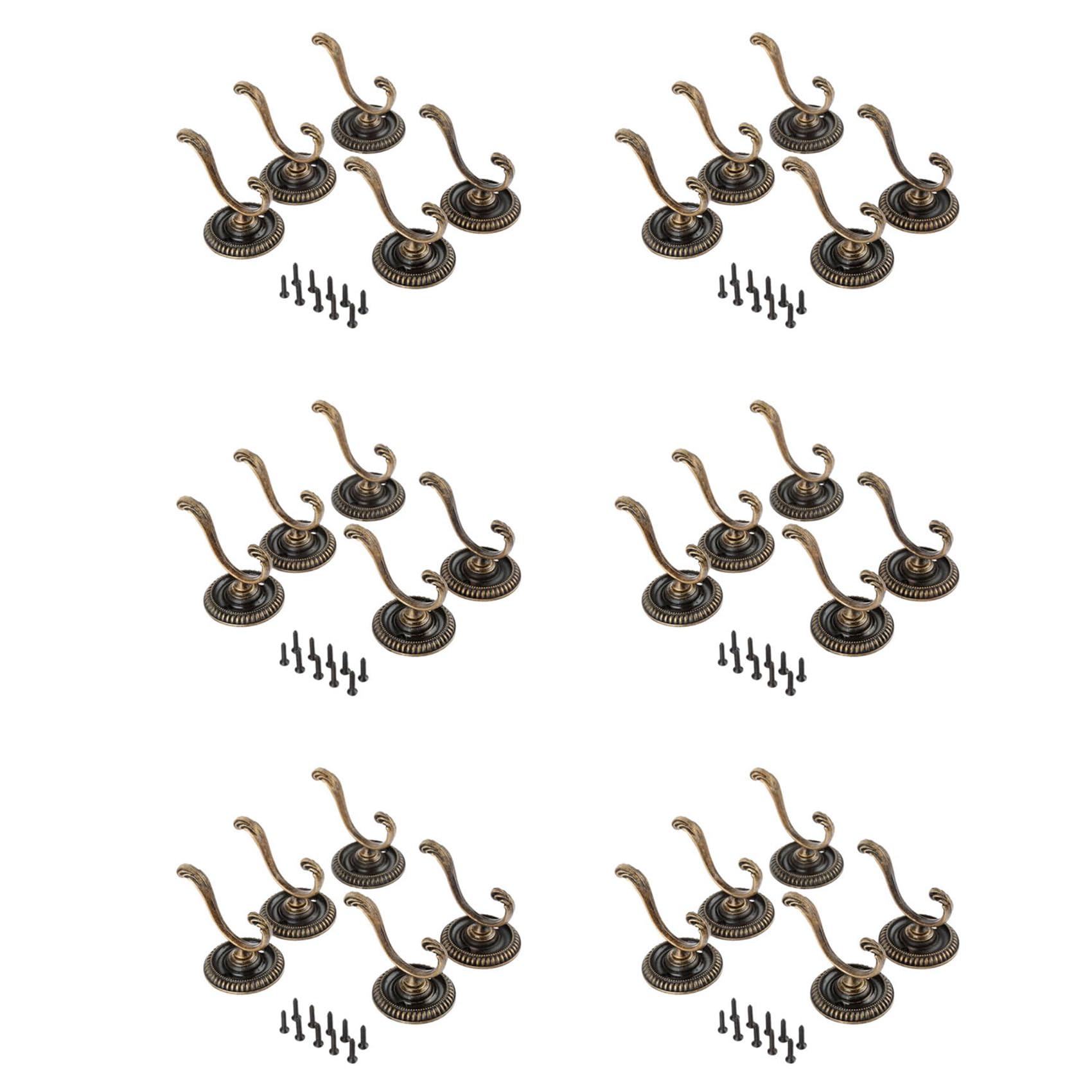 Hndhbfgrt Bronze 30Pcs Antique Door Hanger Hooks Vintage Bathroom Wall Hanger Hats Bag Keychain Zinc Alloy Hook With Screws 5.4Cm