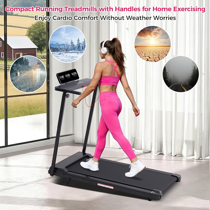 OGPOU Treadmills with Handles, Walking Pad with Incline for Home Small image 4