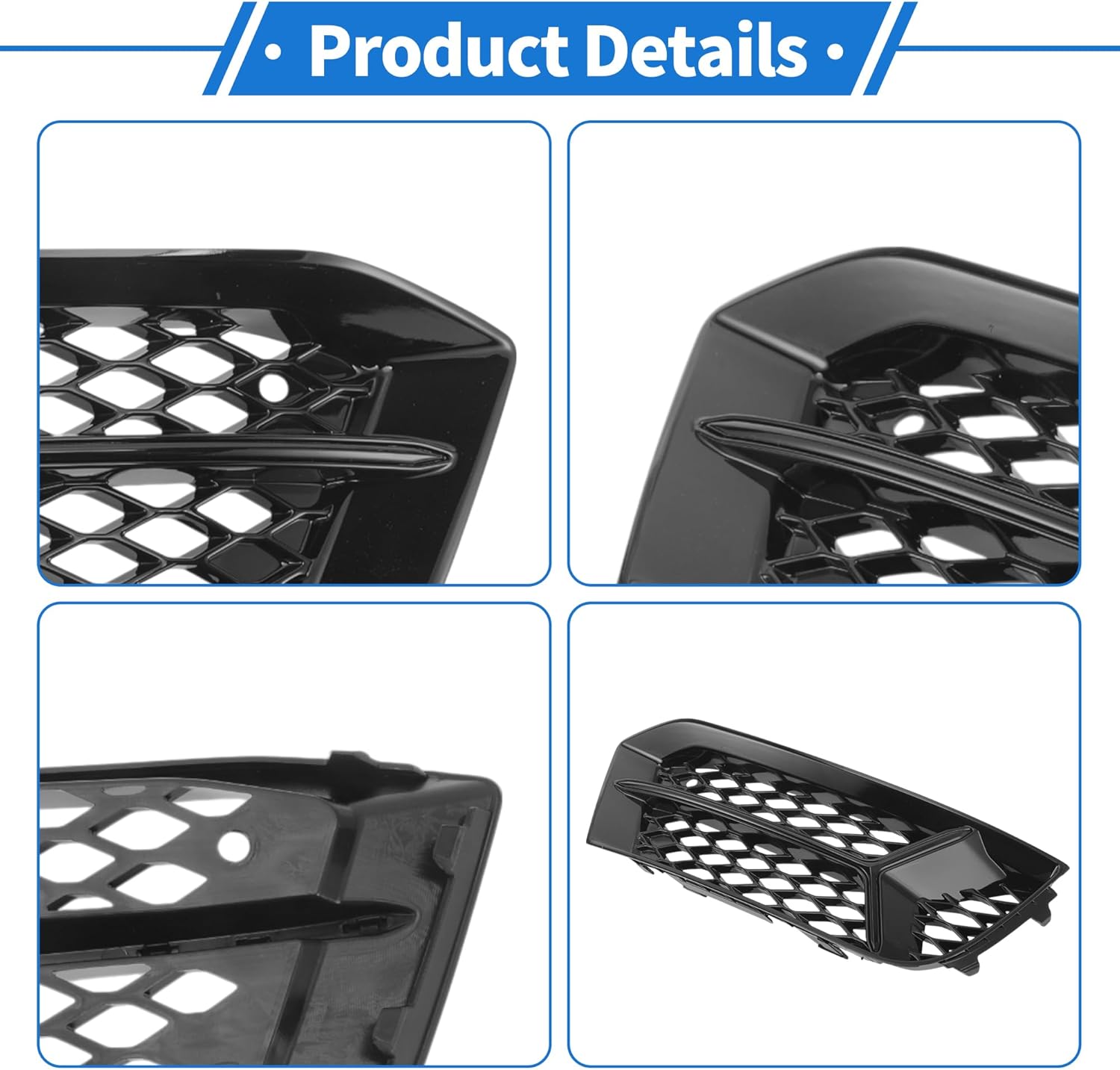 Fog Light Grill Front Lower Bumper Fog Light Cover Inserts No.8V5807681AA/8V5807682AA for Audi A3 17-20 Black ABS 1 Pair Front Left/Front Right Car - Image 4