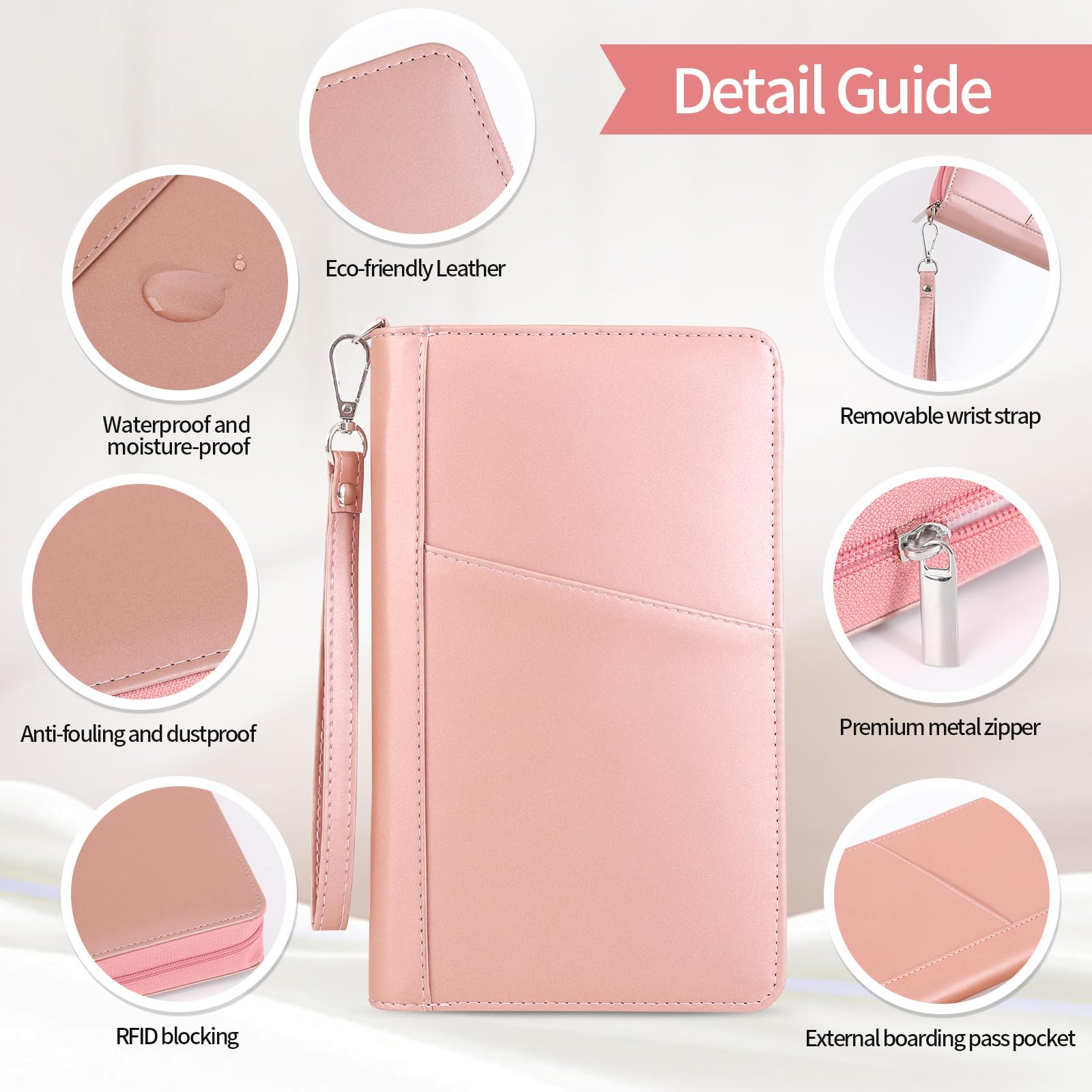 Cartera de cuero para pasaporte, cartera de pasaporte con bloqueo RFID, carteras esenciales de viaje de primera calidad