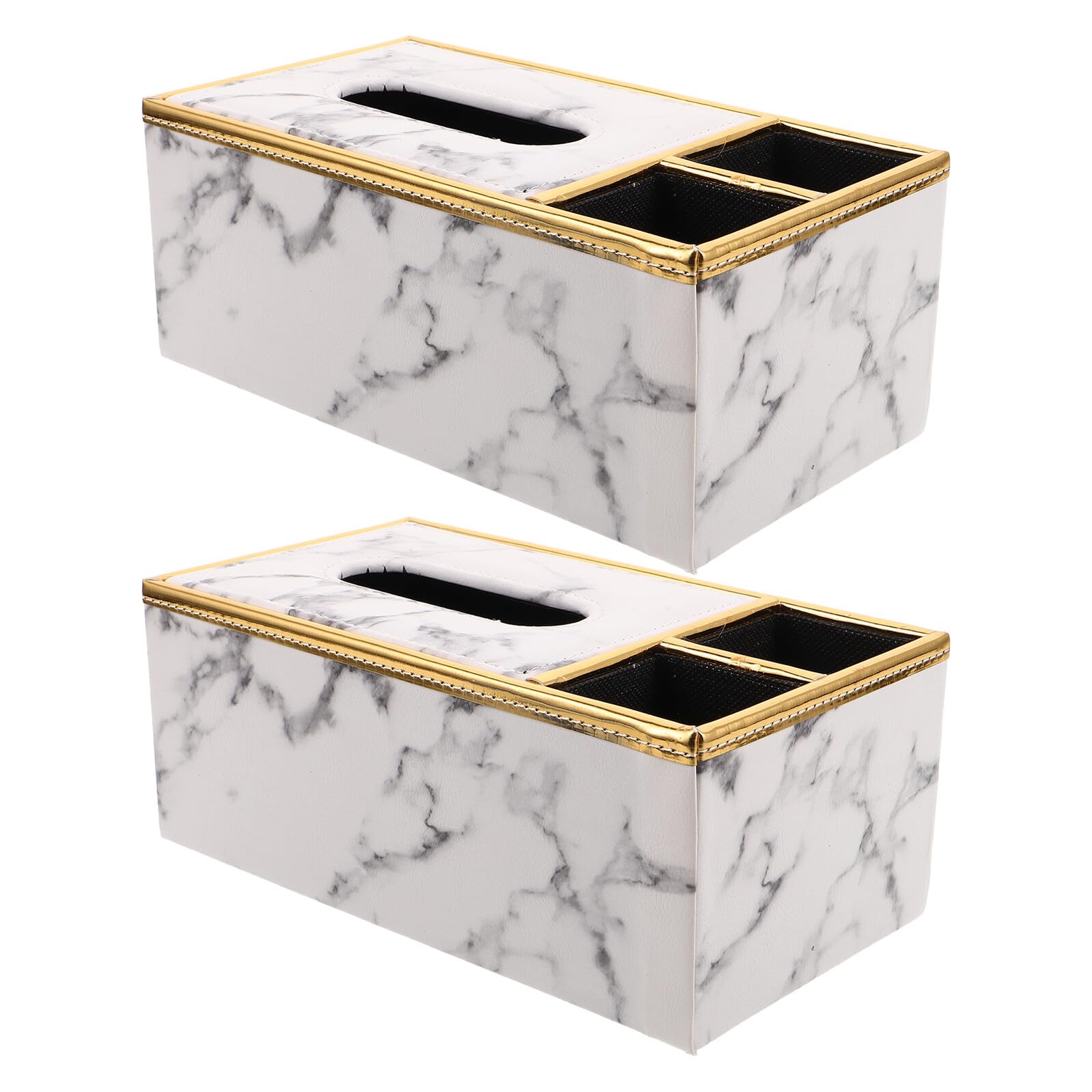 Boîte à mouchoirs marbré avec porte-télécommande 2 pièces pour rangement