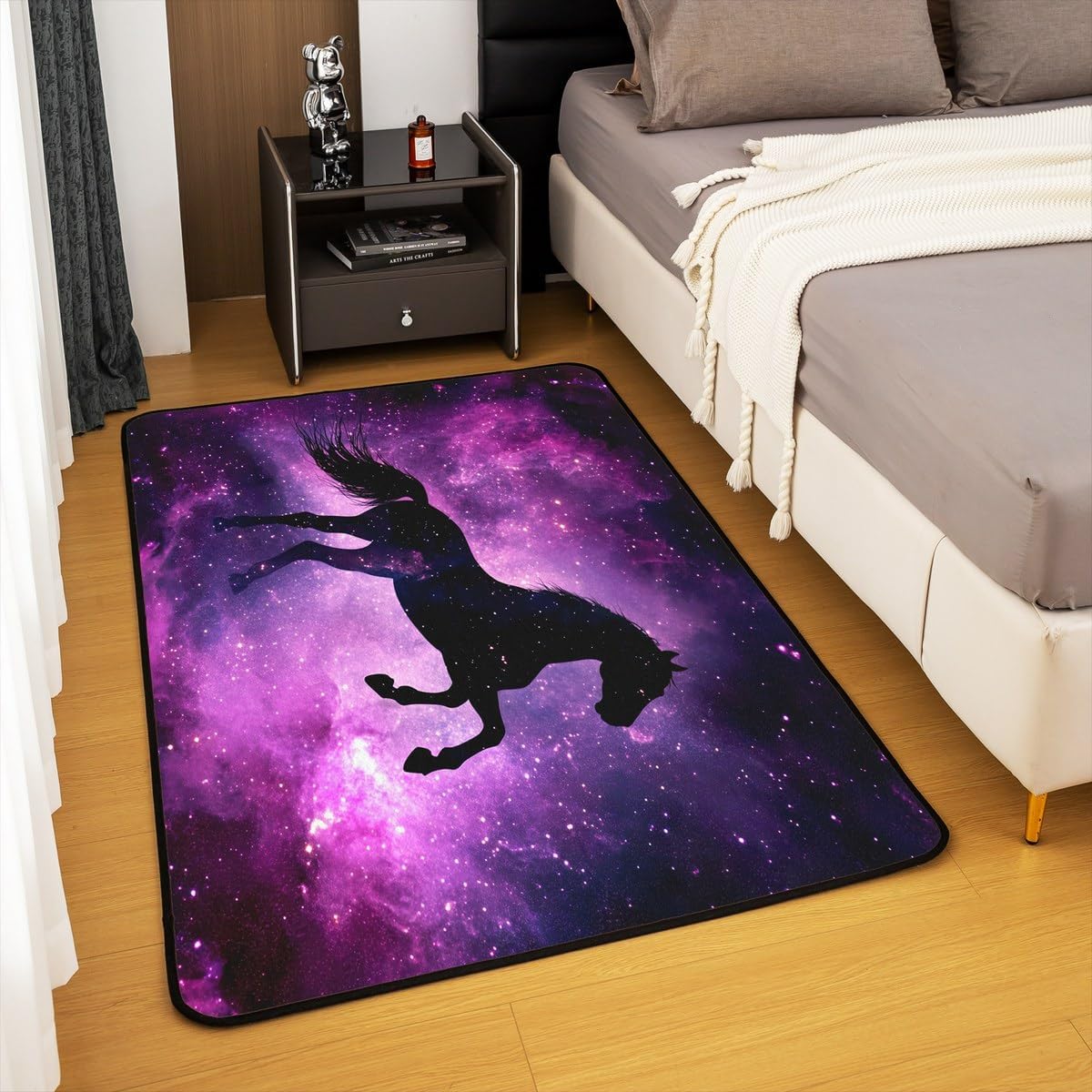 Feelyou Horse Area Rug 3x5 Kids Dreamy Horse Galaxy Living Room Rugs for Bedroom for Boys Girls Teens Kawaii Animal Decor Decorative Carpet Rug Non-Slip Outer Space Indoor Floor Mat Cute