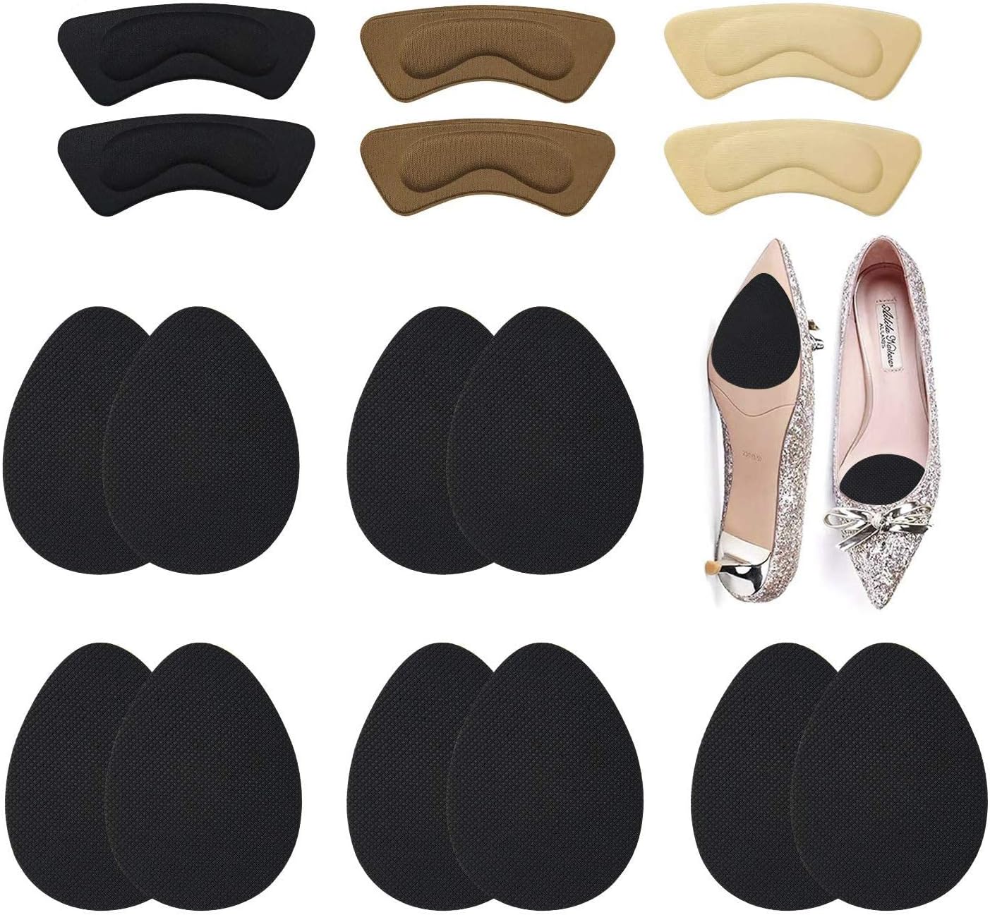 16 PCS Anti-Slip Stick Pad for Shoes, Upgraded Non-Slip Shoes Pads & Heel Cushion Pads, Keep High Heels/Shoes from Slipping and Shoe Pads for Preventing Heel Slipping, Rubbing