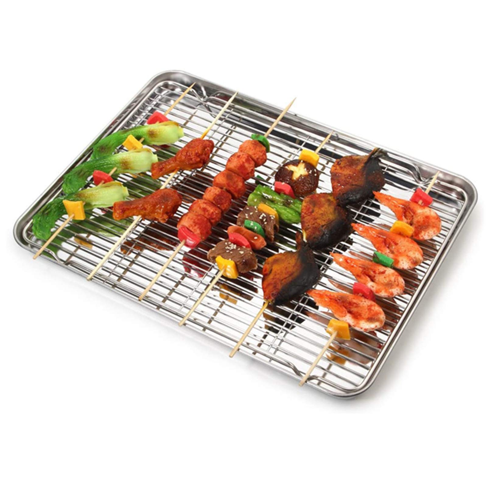 Griglia di Raffreddamento Set Griglia di Cottura Confezione da 2, Acciaio Inossidabile Cottura Arrosto Grigliatura Asciugatura Cottura, Griglia 40 x 30 cm, Forno e Lavastoviglie