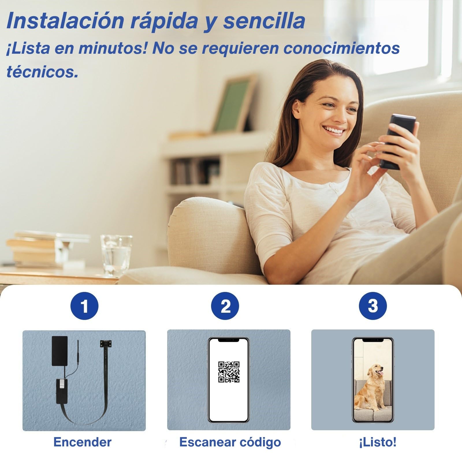 WIWACAM MW5 Camara Espia 2K Ultra HD WiFi, Camara para Ver En El Movil, Visión Nocturna, Batería de 800 mAh, Interior Mini Cámaras, Detección de Movimiento, Soporte para Tarjeta MicroSD
