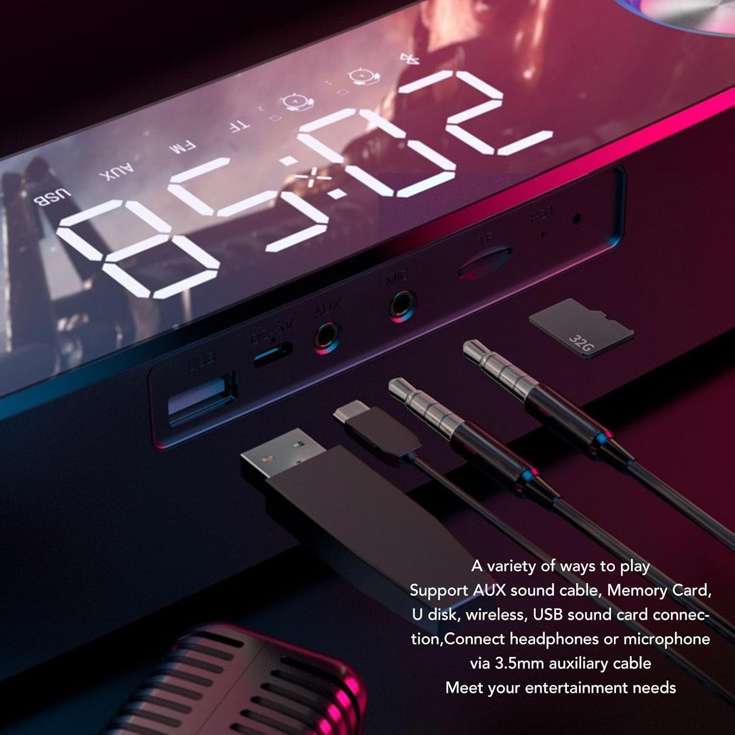 Bewinner Computer Speaker - Bluetooth 5.0 HiFi Stereo PC Gaming Speaker, Multi Fuctional RGB Wired Dual Mode Subwoofer Speaker with 13 Mechanical Keys, E Display (White)