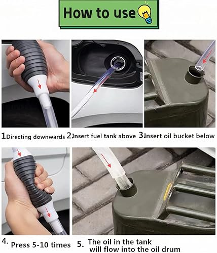 Miniatura 4 de Bomba de aceite manual, nueva bomba de succión multifuncional con tubo de PVC duradero de 6.5 pies. La bomba de transferencia de combustible de