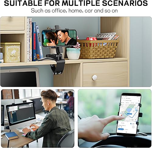 Miniatura 6 de Clip universal de teléfono para salpicadero, soporte multifuncional para teléfono celular, rotación 360, soporte para espejo retrovisor automático,