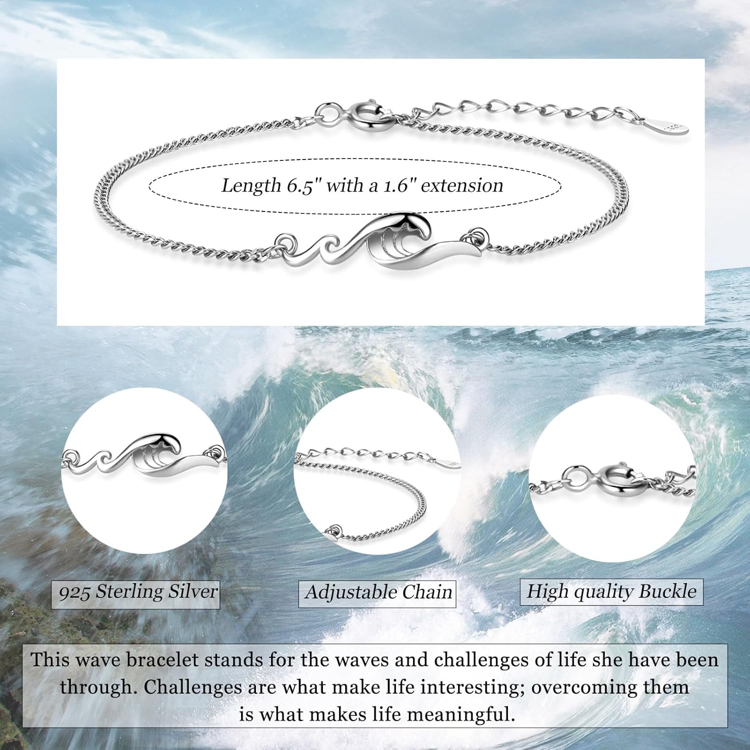 Inspirational Gifts for Women, Wave Bracelet for Friend, Life is Tough but so are You, Encouragement Bracelet Get Well Feel Better Spiritual Thoughtful Gifts - Image 4