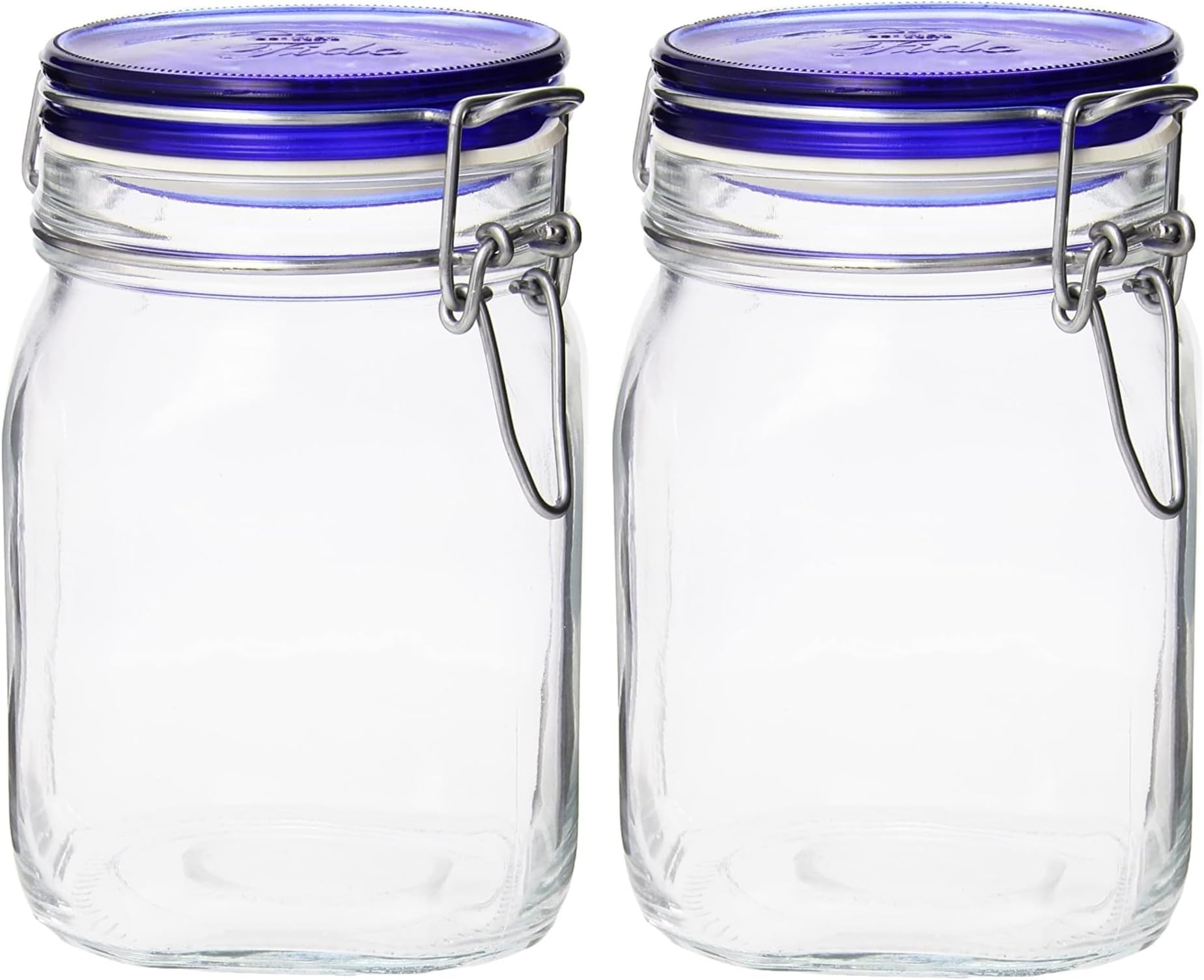 Fido Collection, 2 Pack, 33¾ Oz. Food Storage Glass Jars, Airtight Rubber Seal & Glass Lid, With Stainless Wire Clamp, Made In Italy.