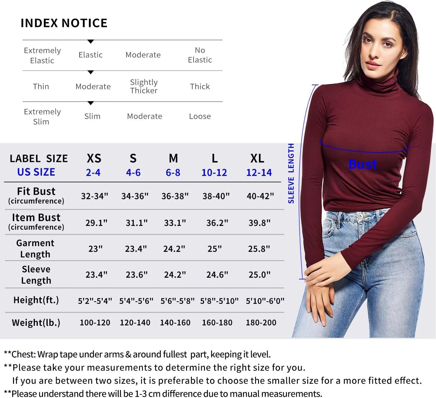 Zengjo Long Sleeve Turtleneck Women Stretch/Short Sleeve Tops Fitted Tee Shirt - Image 5