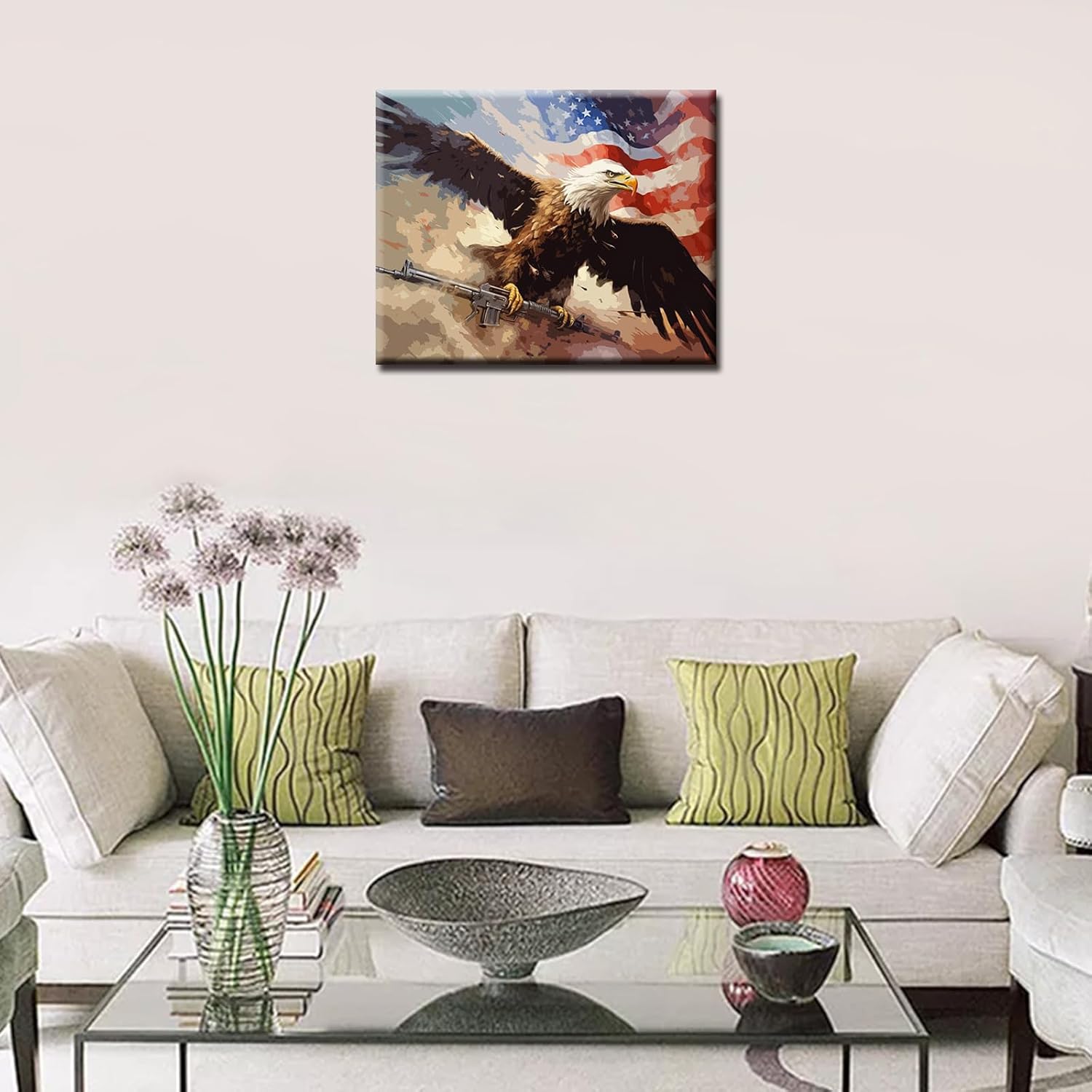 Tucocoo Acrylic Paint by Numbers for Adults Eagle Bird Paint by Numbers DIY Color Oil Painting Kit Hanging Pictures Artwork Ideal Gifts for Kids Home Wall Decor 16x20inch DIY Frame