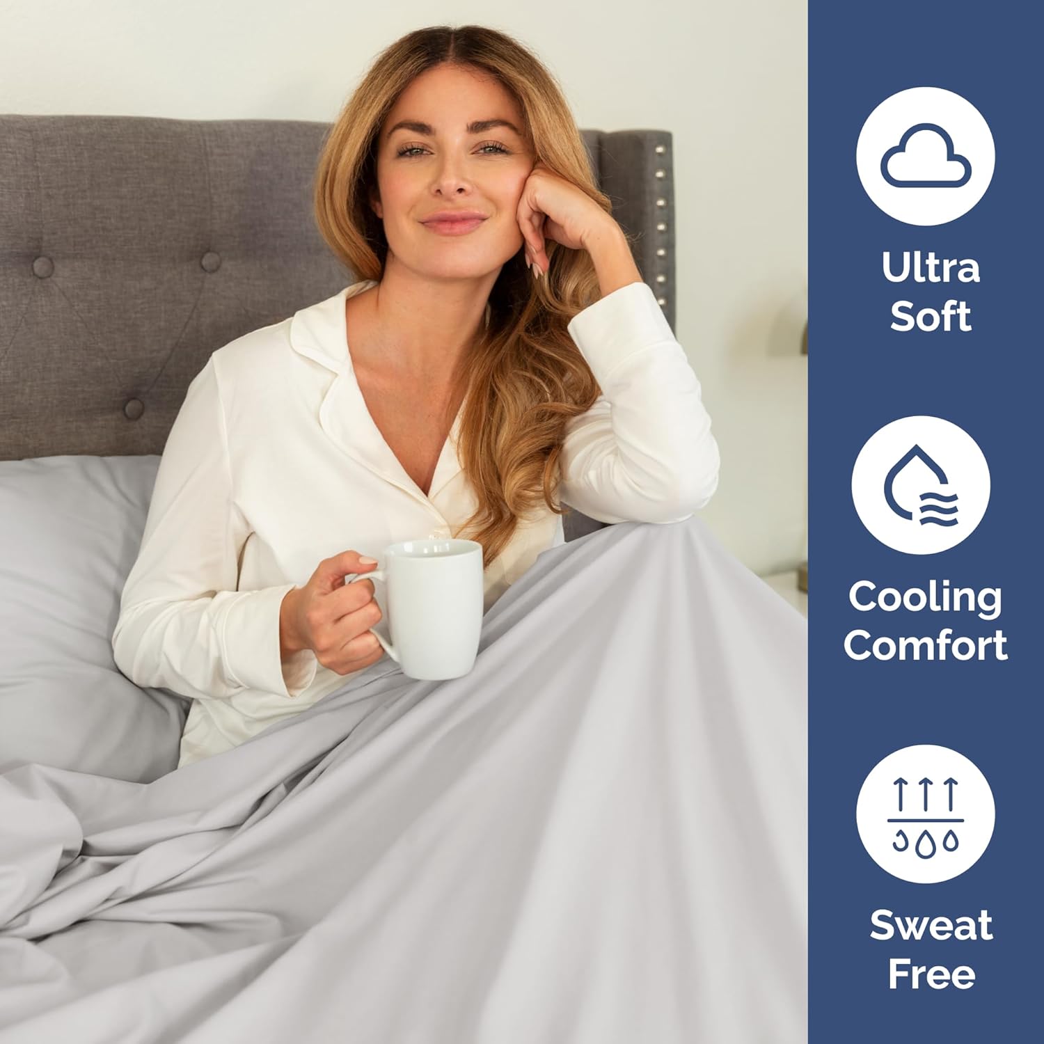 King Size Flat Bed Sheet + 2 Pillowcases Bundle - Hotel Luxury Single Flat Bottom Sheet Only - Fits Mattresses with Deep Pockets between 8 to 16 inches - Soft, Breathable & Wrinkle Free - French Grey