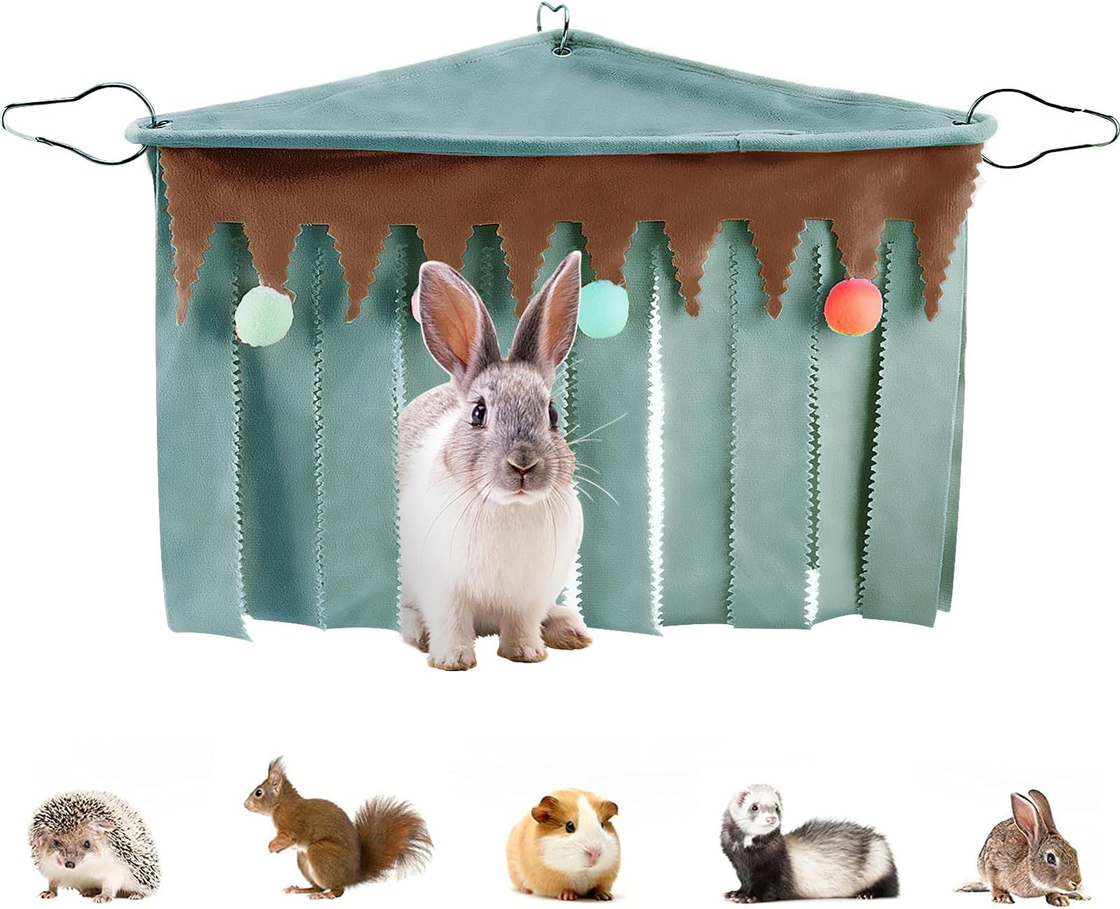Forest Cage Corner Hideout, Pets Corner Hideout for Guinea Pigs, Rabbits, Ferrets, Chinchillas, Gerbils, Hedgehogs (Green)