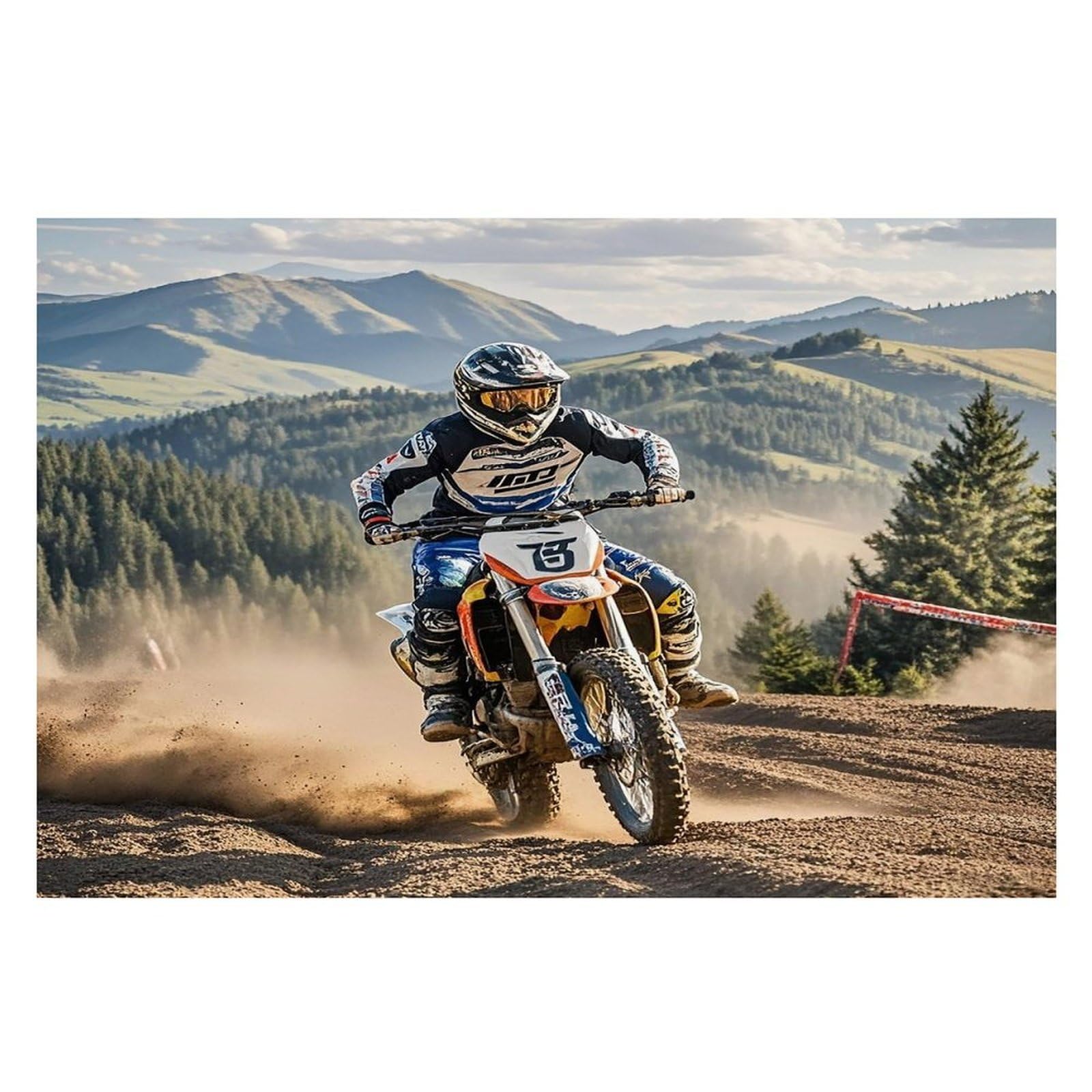 Motocross Placemats Flax Place Mats for Dining Table Rectangle Non-Slip Table Mats Heat Resistant Washable Placemat for Kitchen Home Decor Party Outdoor 12" X 18"