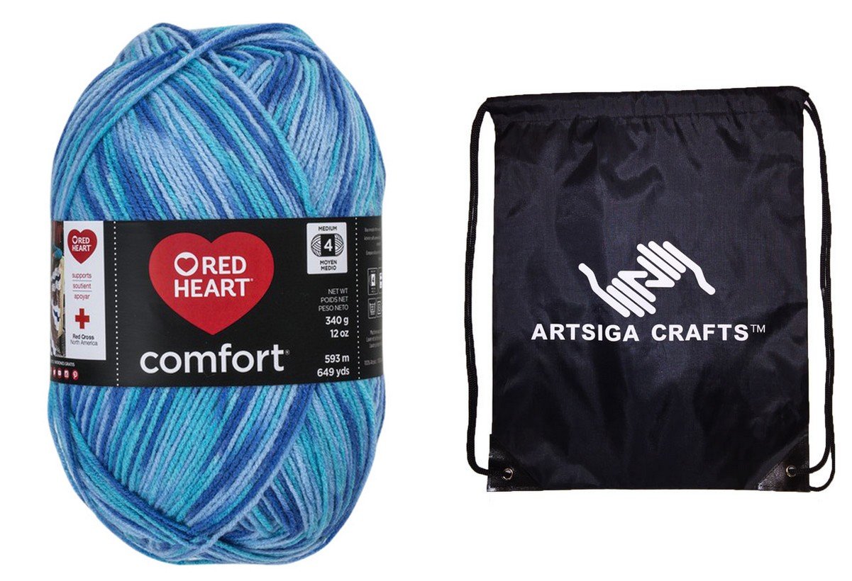 Red Heart Knitting Yarn Comfort 1-Skein Factory Pack (Same Dyelot) Bundle with 1 Artsiga Crafts Project Bag 1-Pack MPN-E707D-4114