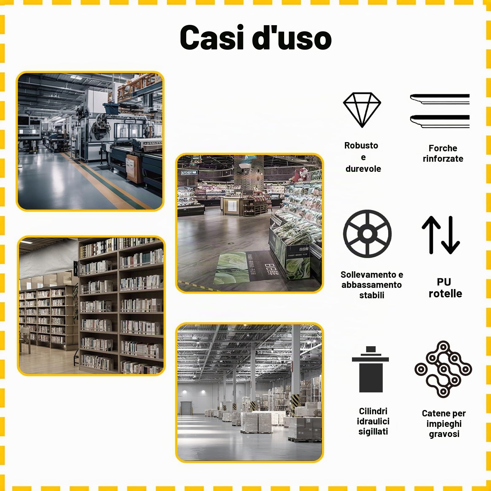 Carrello elevatore idraulico per materiali, sollevatore idraulico manuale facile da usare per il carico e l'impilaggio industriale e commerciale