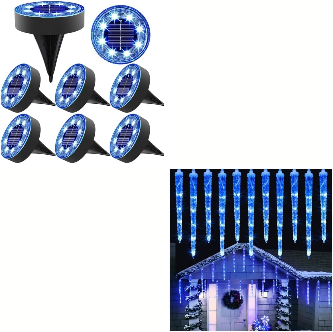 Joomer Solar Ground Lights & Blue Icicle Lights