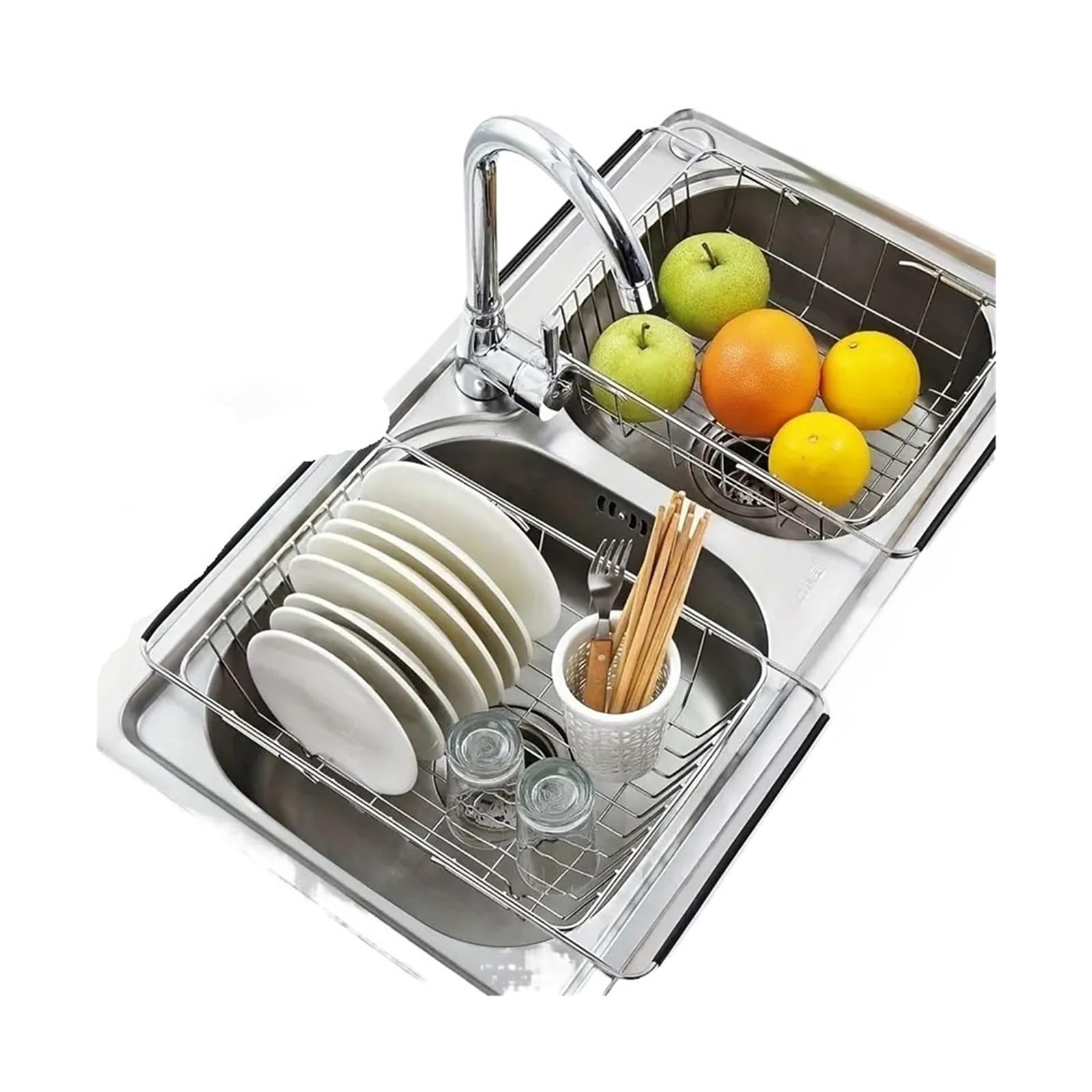 VIOLDHHJK Expandable Draining Basket 1pc Retractable Sink Drain Rack
