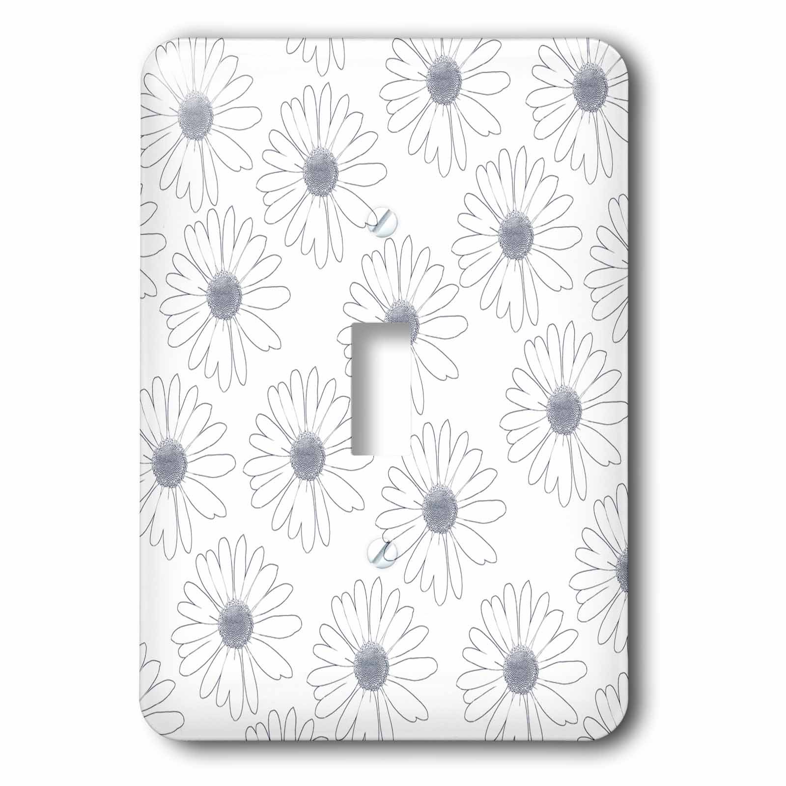 Plaque interrupteur simple 3dRose motif fleurs bleu finition haute brillance