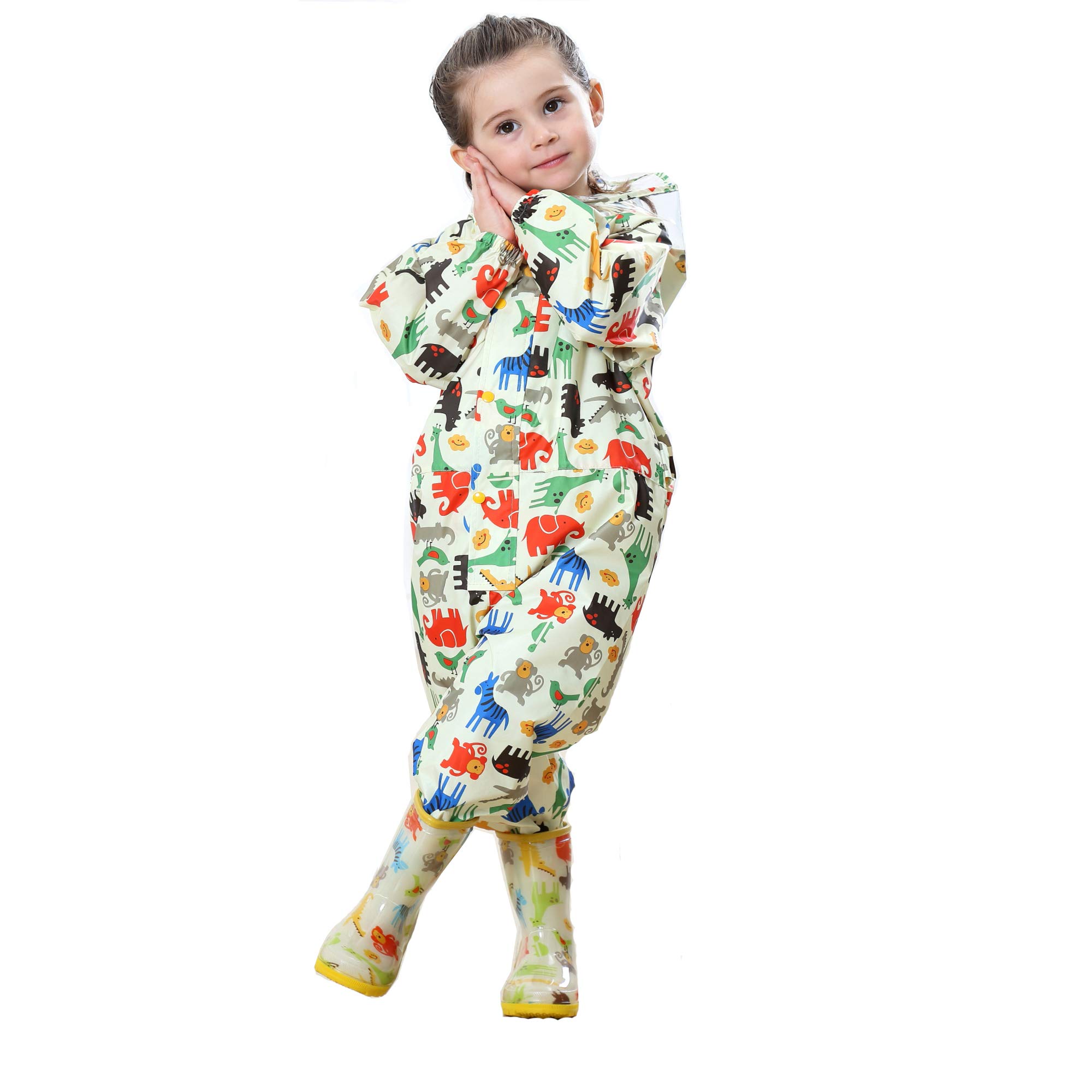 Enfants Imperméables à Capuche Imperméables Combinaison de Pluie Poncho Veste Respirant Manches Longues Vêtements pour Enfants Unisexe Filles Garçons 1-7 ans