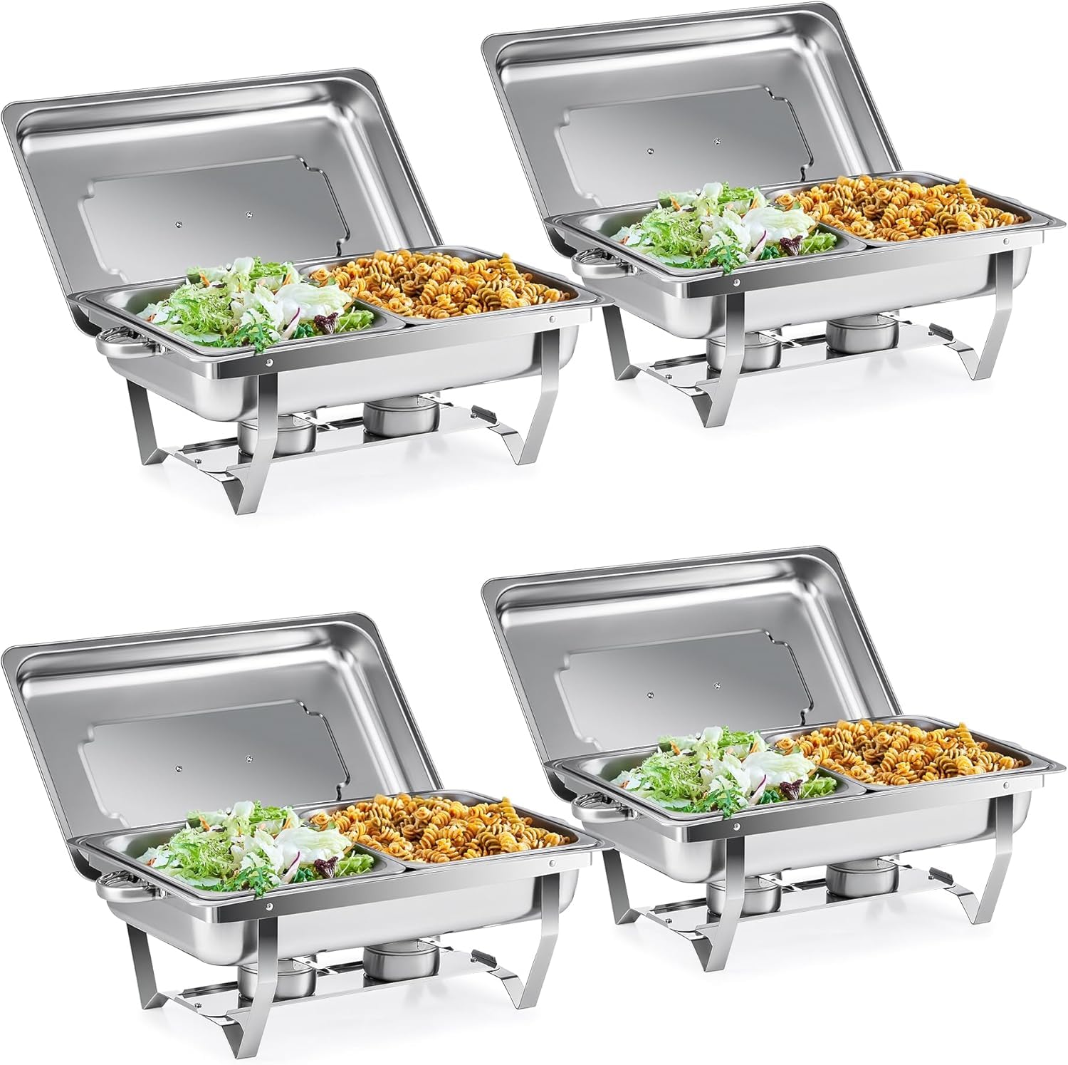Chafing Dish Buffet Set, Set da 9 Litri- 2 Pezzi Set Buffet Scaldavivande, Buffet Servers E Scaldabagni, 9L Acciaio Inox Rettangolari Catering Server, per Party, Feste, Matrimoni, Banchetti