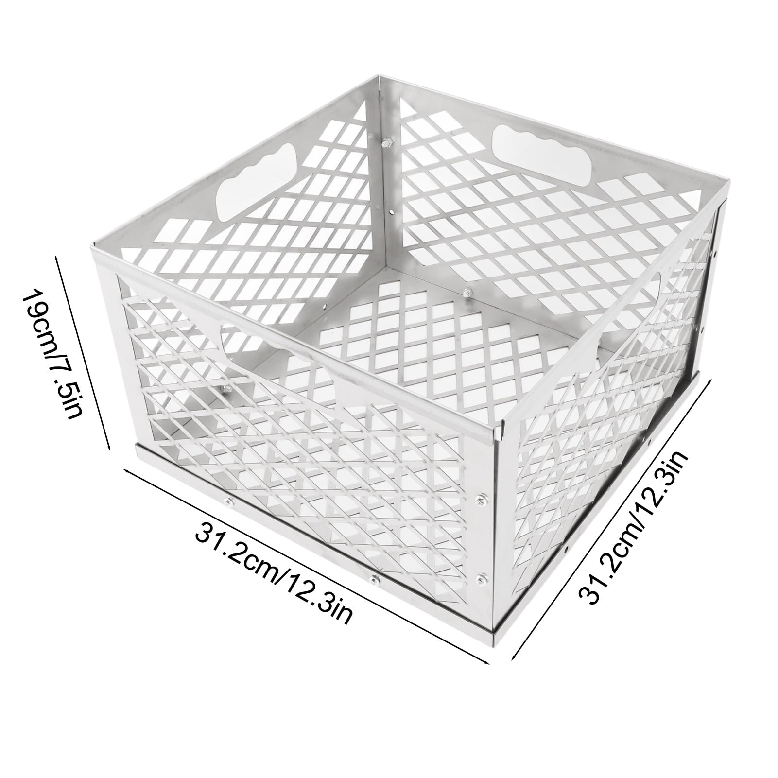 Pssopp Cesta para Fuego de Carbón en Trozos, Soporte Portátil Resistente para Parrilla de Barbacoa de Carbón de Acero Inoxidable para Carbón en Trozos de Barbacoa