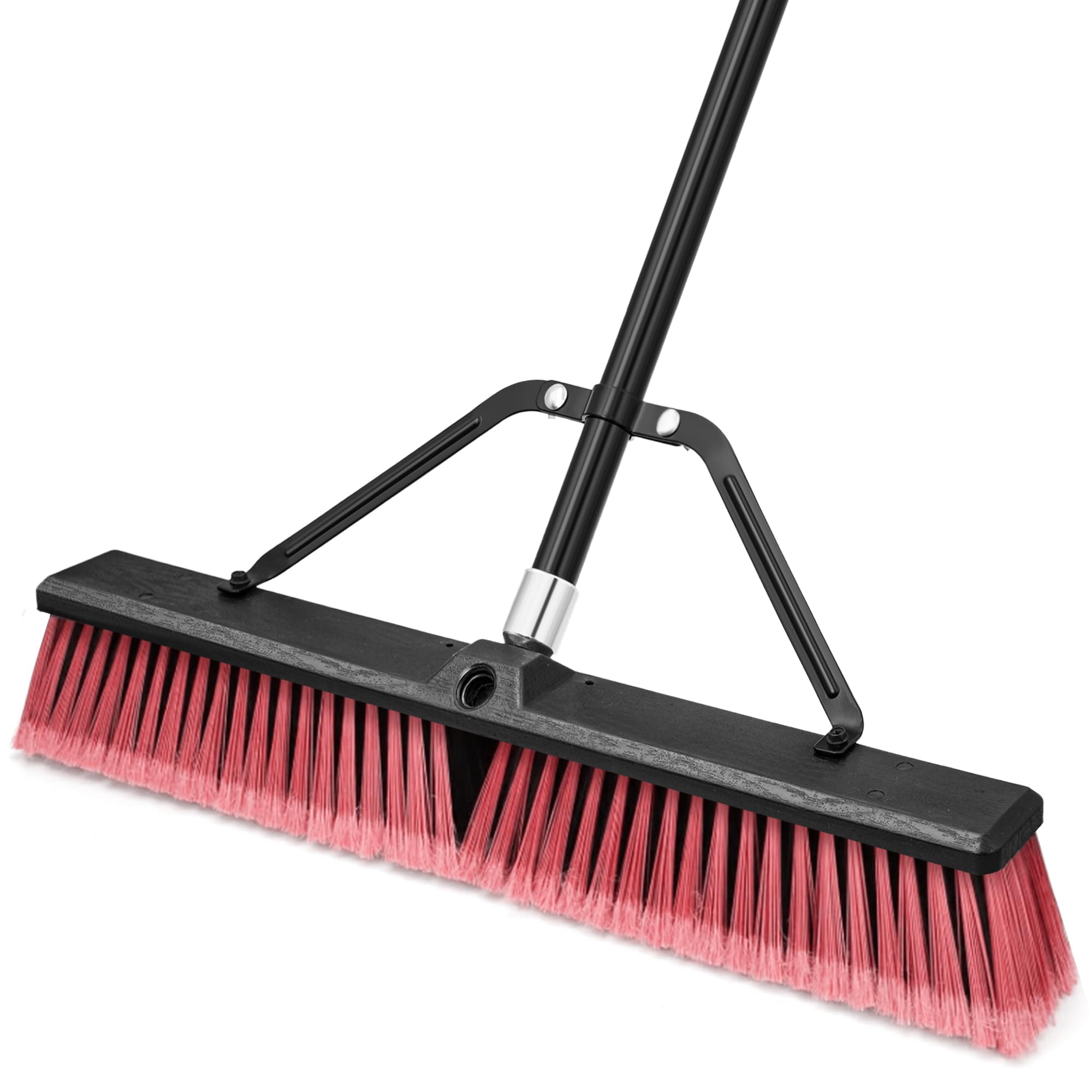 TidyBliss Scopa da Esterno Resistente da 60 cm, Spazzolone per Pavimenti Esterni con Setole Rigide e Manico Lungo 160 cm per Garage, Giardino, Cortile, Terrazza, Strada, Magazzino, Vialetto (Rosso)
