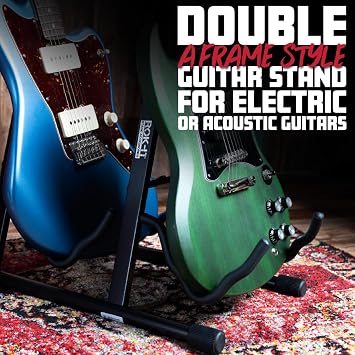 Gator Rok-It by Frameworks A-Frame Double Guitar Stand, Holds Most Standard Electric and Acoustic Guitars (RI-GTRAU2X)