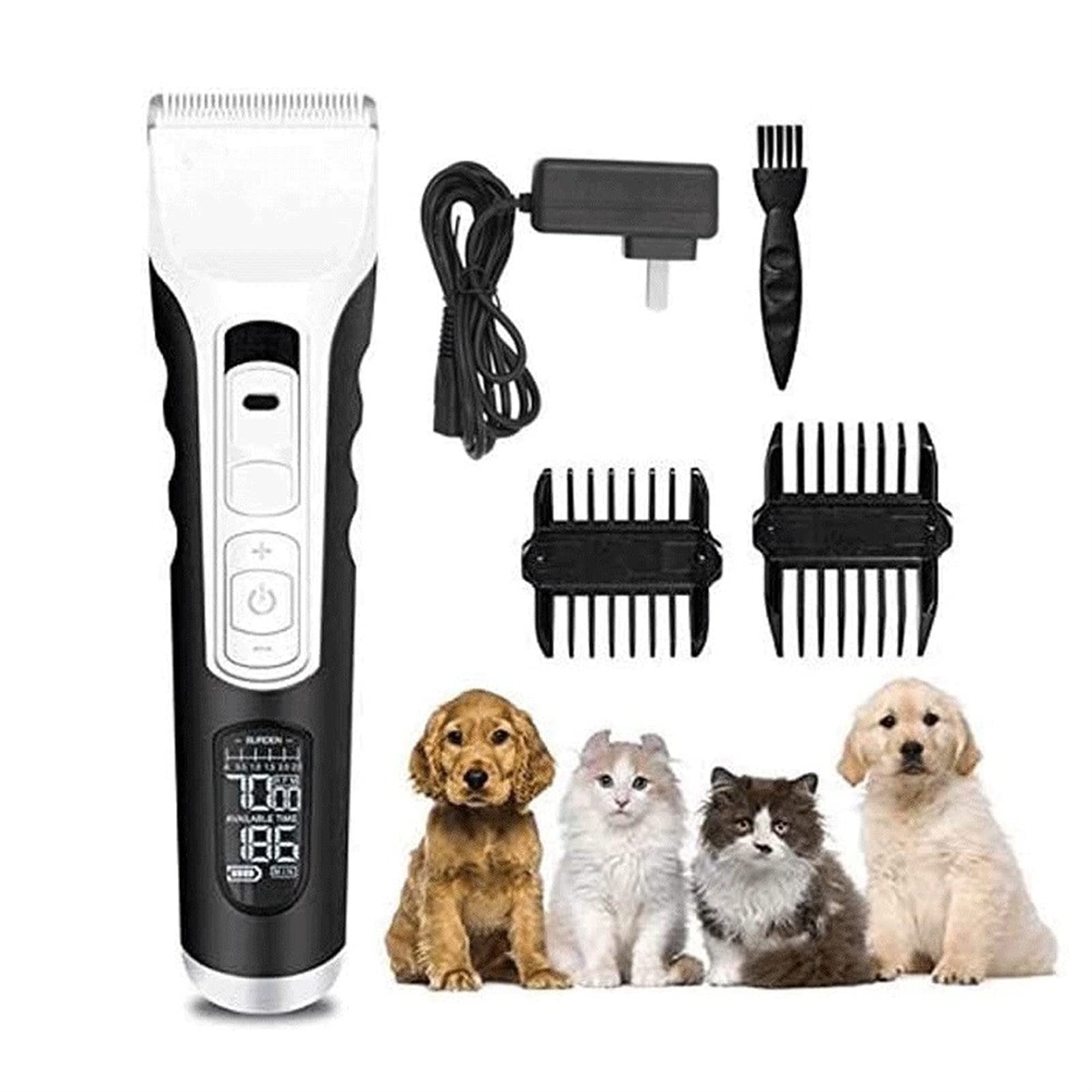 WERCHW Clippers para Perros, corajistas de Pelo eléctrico sin Cable Recargable, Potente afeitadora de Mascotas cortadoras para Perros cortadoras de Cortes de Perros Conjunto de cizallas con Peine Kit