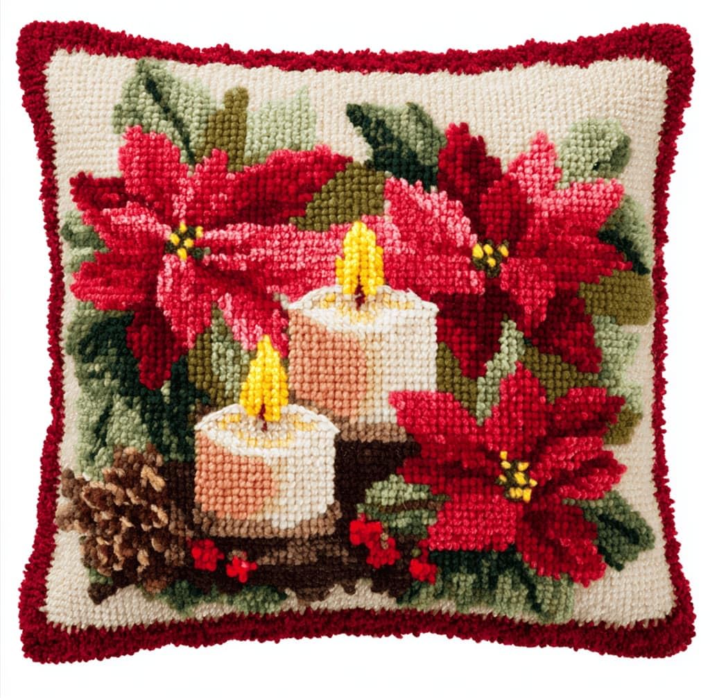 Kitquiver Beginner Latch Hook Cushion Kit,Candle Decor Pillow Cover 43X43Cm