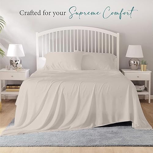 Miniatura 2 de Juego de sábanas de algodón egipcio de 4 piezas de tejido de satén de 18 pulgadas, sábana bajera de bolsillo extra profundo de 18 pulgadas, sábana