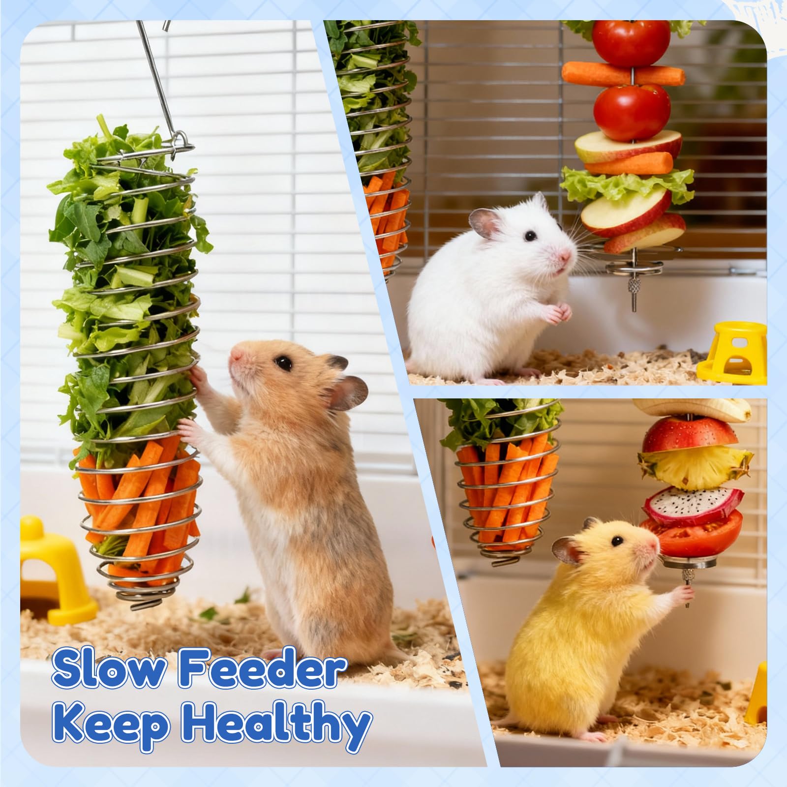 2Pcs Rat Enrichment Toys, 304 Stainless Steel Foraging Toy, Fruit & Vegetable Holder for Mice, Hanging Rodent Cage Accessories, Slow Feeder Puzzle Toy & Parakeet Foraging Tool - image 5