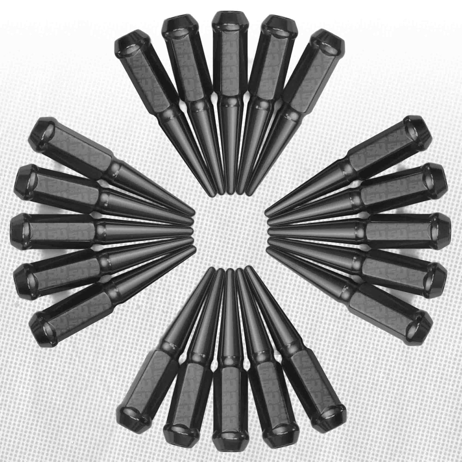 50 Caliber Racing 14x2.0mm Wheel Spiked Lug Nuts with Extended Spike Design, Fits Ford F150, F250, F350, Excursion, Expedition, Lincoln Mark LT, Navigator, (Set of 32, Black)