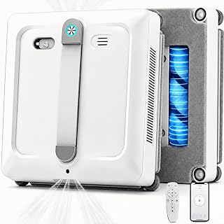 Fensterputzroboter, 9000Pa, Doppelwalzenbürste, für Vertikalfenster | 6-Wege-Sprühsystem, App-Steuerung, Absturzsicherung, 100ml Tank, für Gerahmte & Rahmenlose senkrechte Fenster/Spiegel/Fliesen
