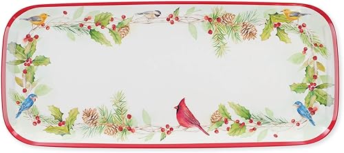 Miniatura 44 de UP ware Poinsettia Joyful Holiday - Bandeja de melamina para servir, bandeja rectangular de 15 x 6.5 pulgadas, bandeja de alimentos sin BPA