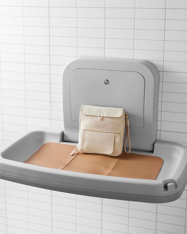 Skip Hop Travel Baby Changing Pad with Easy-Clean Surface, Covers Public Changing Stations, Wipes Pocket, Diaper Storage, Disposable Bag Dispenser and Magnetic Wipes Pocket, Clean Slate, Oat by Skip Hop - Image 2