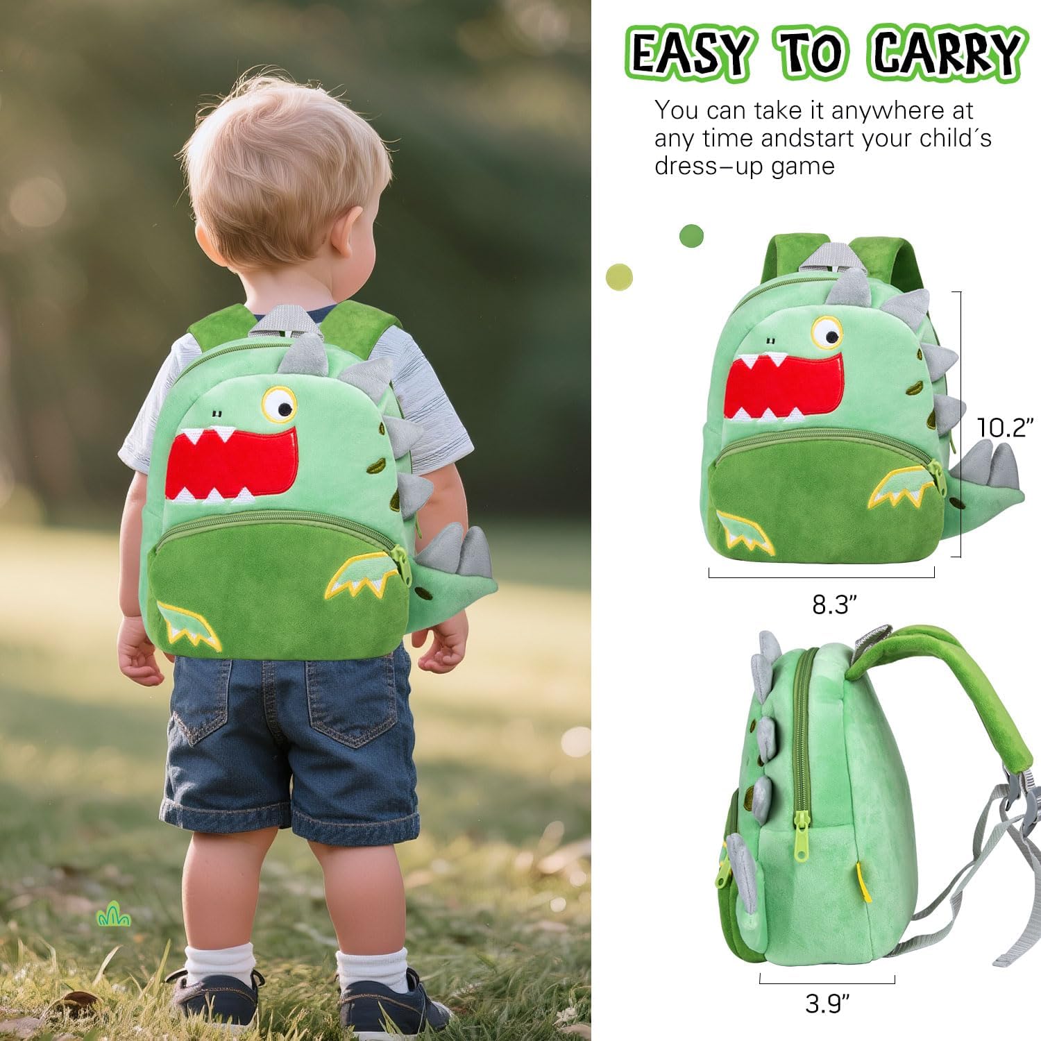 10 Pcs Reborn Baby Doll Diaper Bag Care and Feeding Set with Dino Backpack Diapers Pacifier Bottle Comb for 17-24 inches Reborn Dolls Accessories Newborn Baby