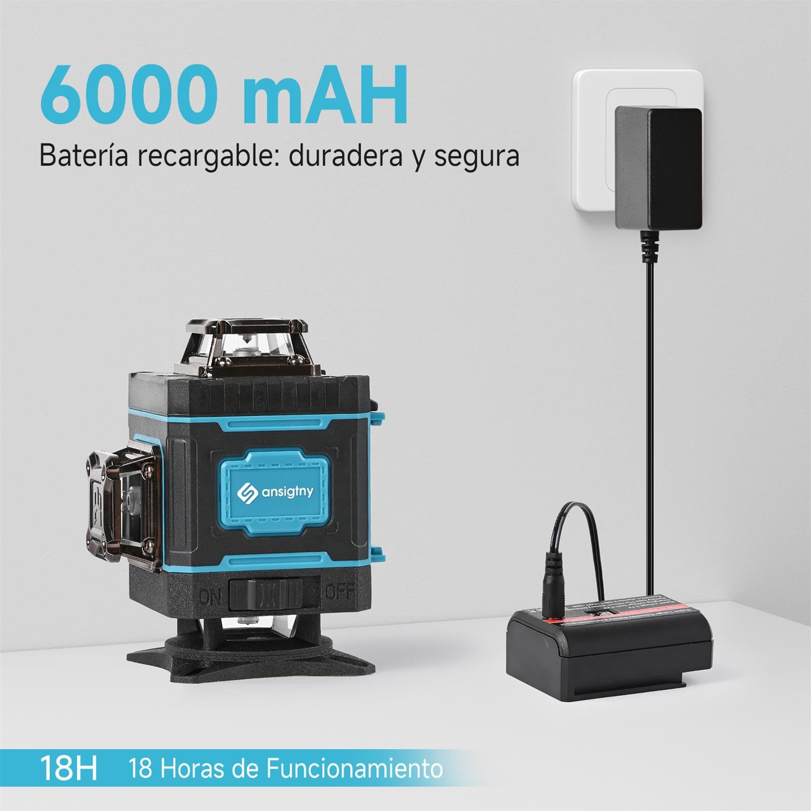 Nivel Laser Autonivelante 4 x 360° - ansigtny 4D 16 líneas Verde Nivel Láser Multifuncional Profesional Laser Level con 1.5 M Trípode & 6000 mAh Batería Recargable