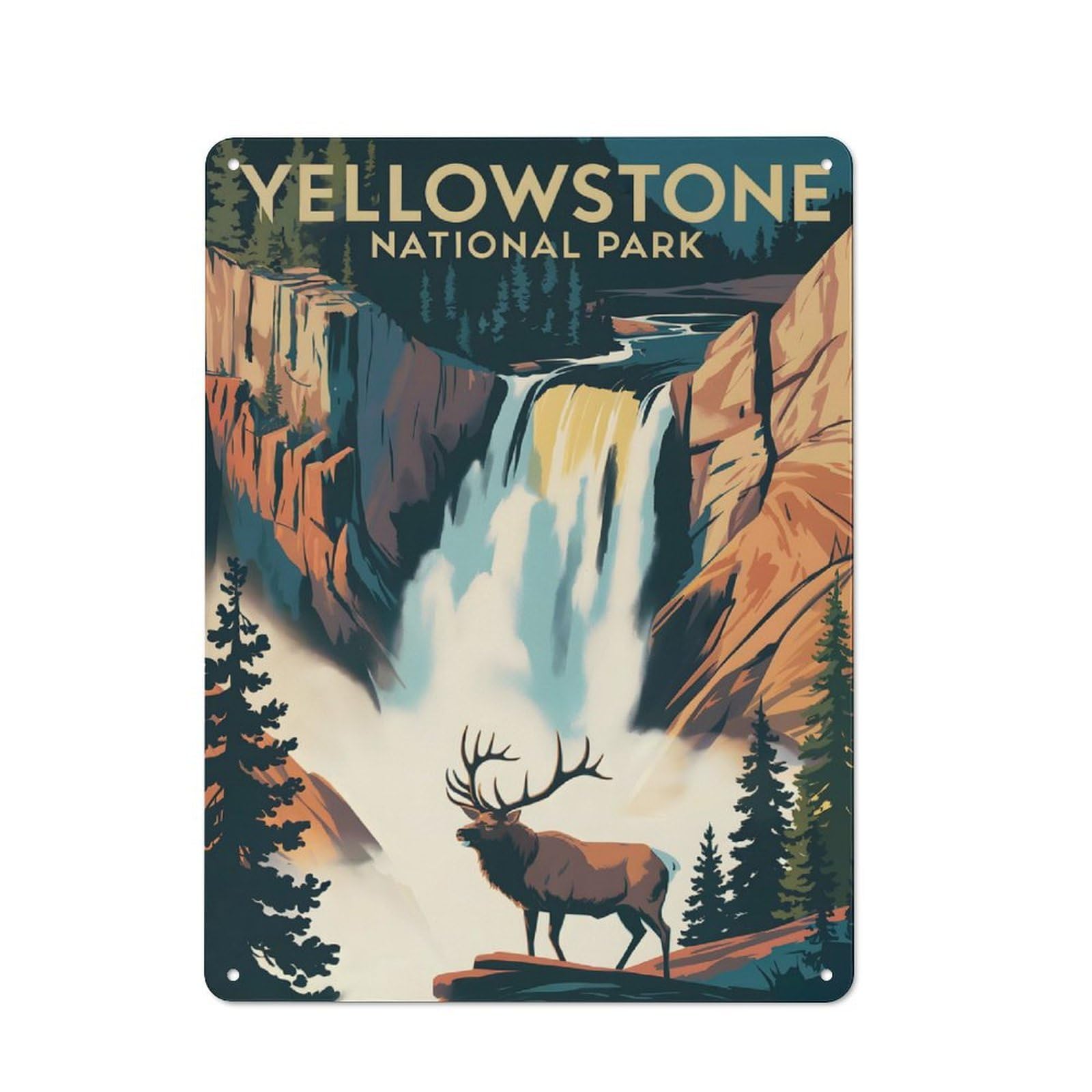 Junmoney Style-16 Yellowstone National Park Vintage Retro Metal Wall Decor 40X30cm, Retro Metal Sign For Garage, Hobby Room, Office Or Man Cave