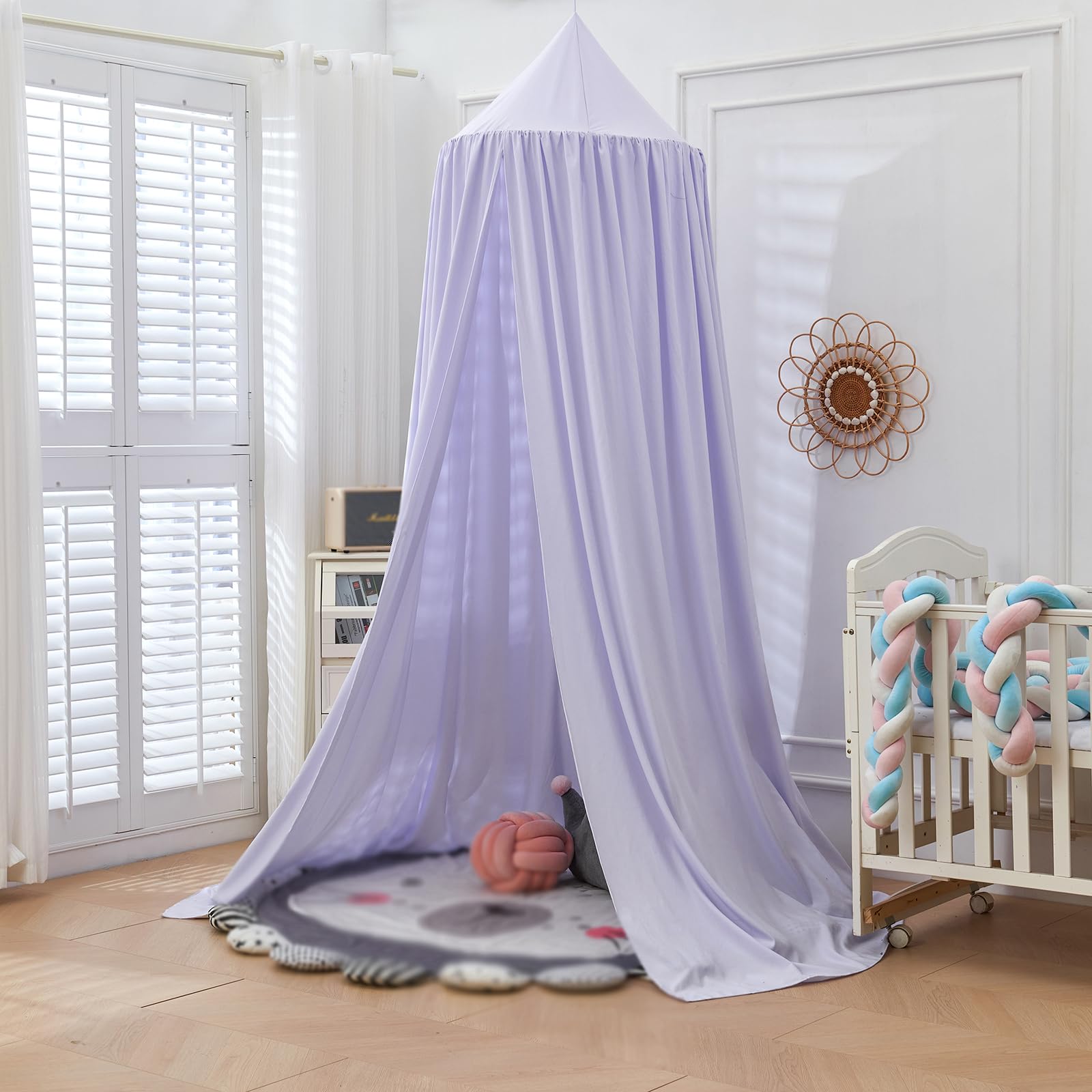 Moskitonetz Betthimmel, Prinzessin Kinderzimmer Baldachin Chiffon Hängende Insektennetz Vorhänge Baby Spielzelte ohne Bohren, für Schlafzimmer Ankleidezimmer Reise Mädchen Jungen (Light purple)