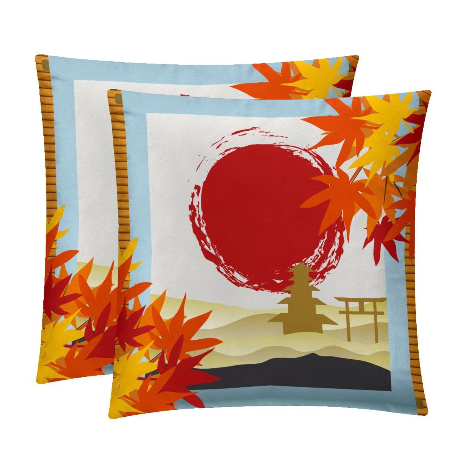 TDGKPZ Japanese Maple Throw Pillow Covers 2 Pack Pillowcases Soft Cozy Pillow Cases For Couch Bed Sofa 45x45cm