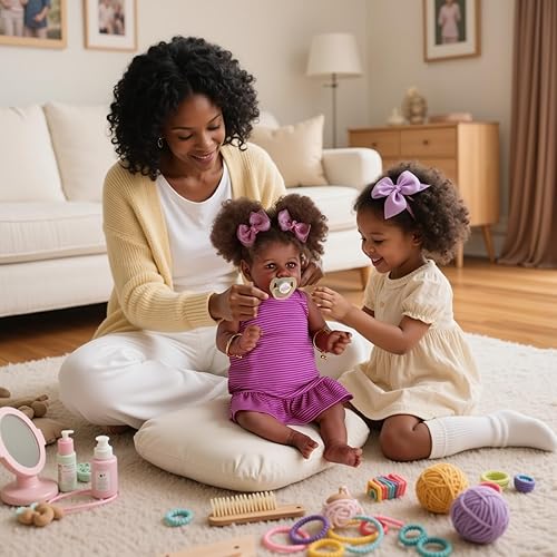 Miniatura 5 de JIZHI Muñecas de bebé Reborn negras  22 pulgadas, cuerpo suave realista, muñecas de bebé recién nacidas, ojos gris topo, tono de piel caramelo,